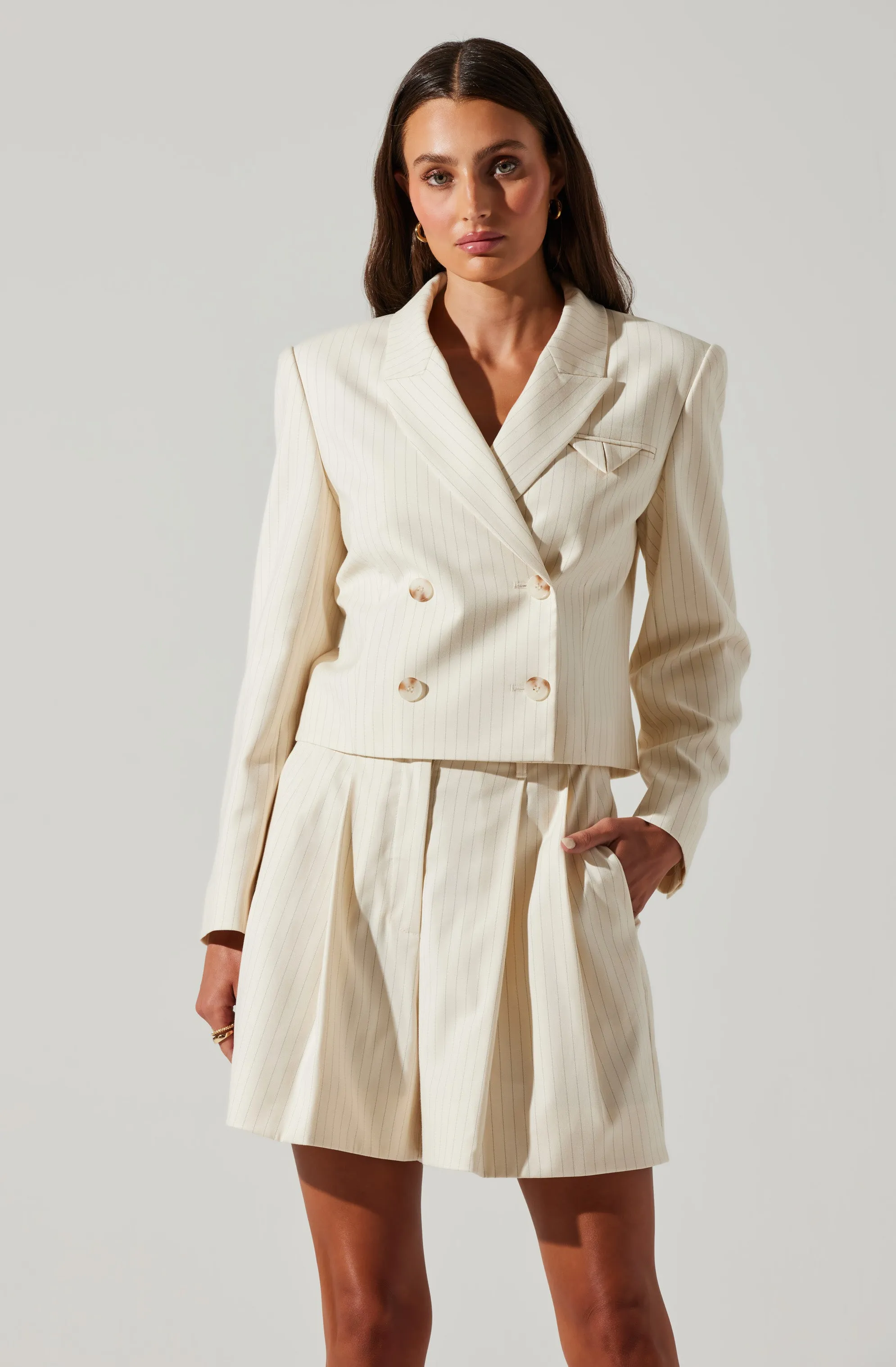 Preston Pinstripe Cropped Blazer sold by Astr