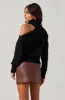 Mock Neck Cutout Sweater sold by Astr
