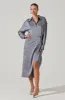 Ira Satin Wrap Shirt Dress sold by Astr