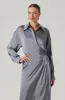 Ira Satin Wrap Shirt Dress sold by Astr