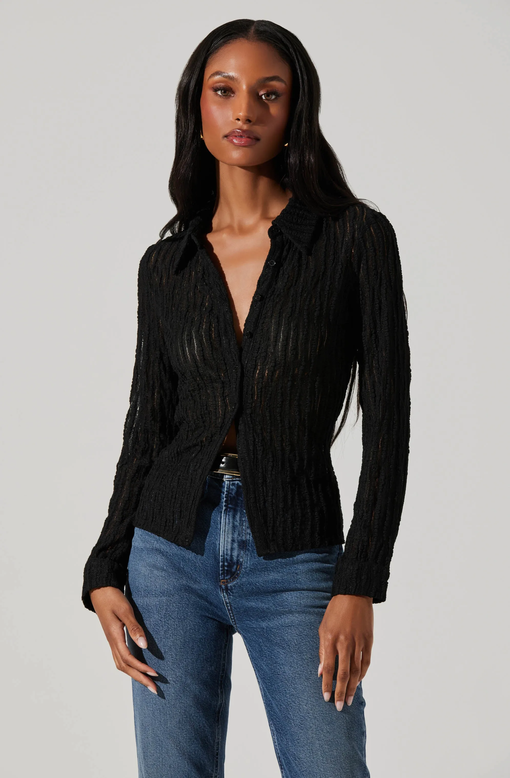 Iryna Sheer Textured Top sold by Astr product image thumbnail 4