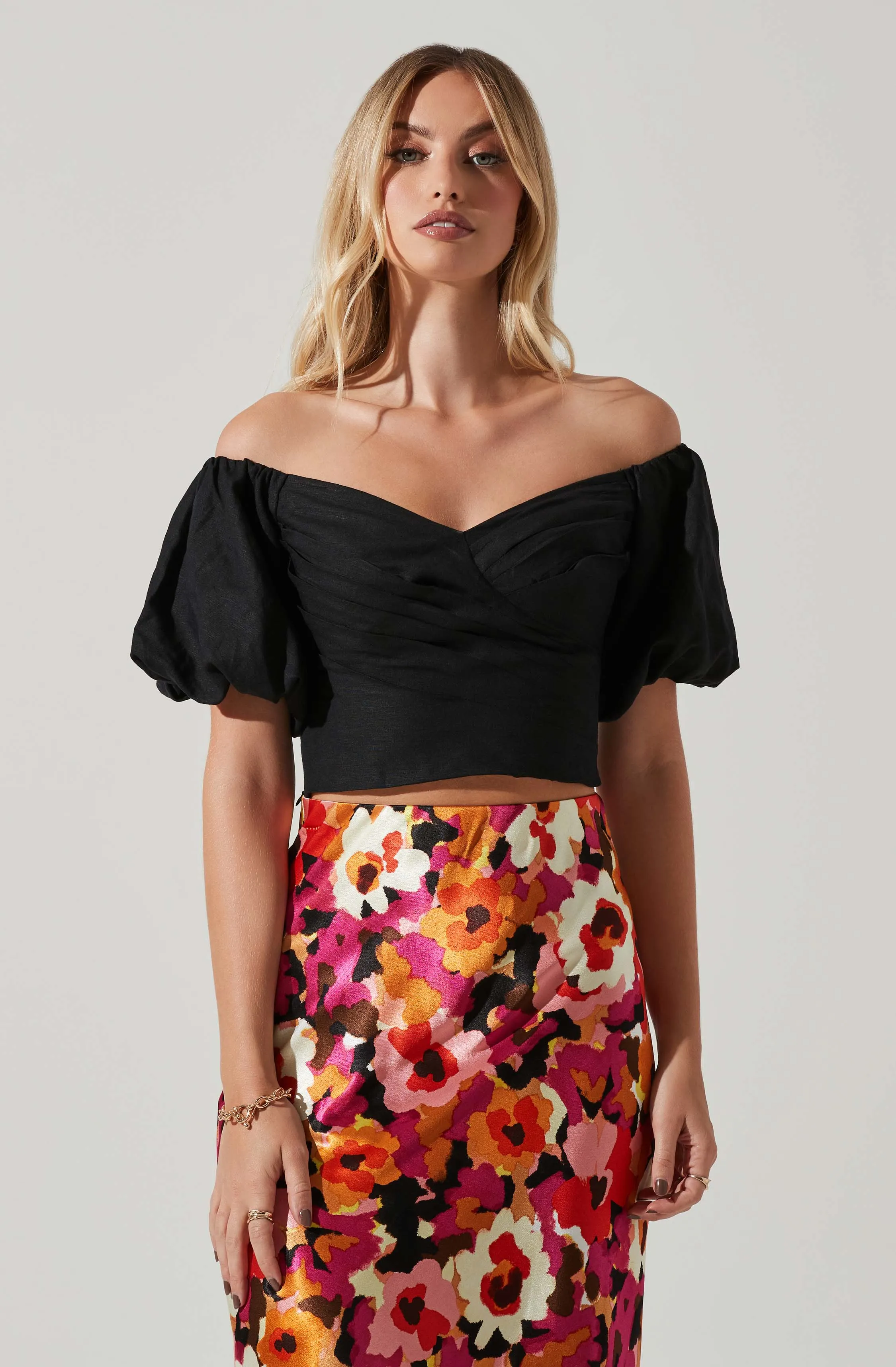 Laurana Off Shoulder Puff Sleeve Top sold by Astr