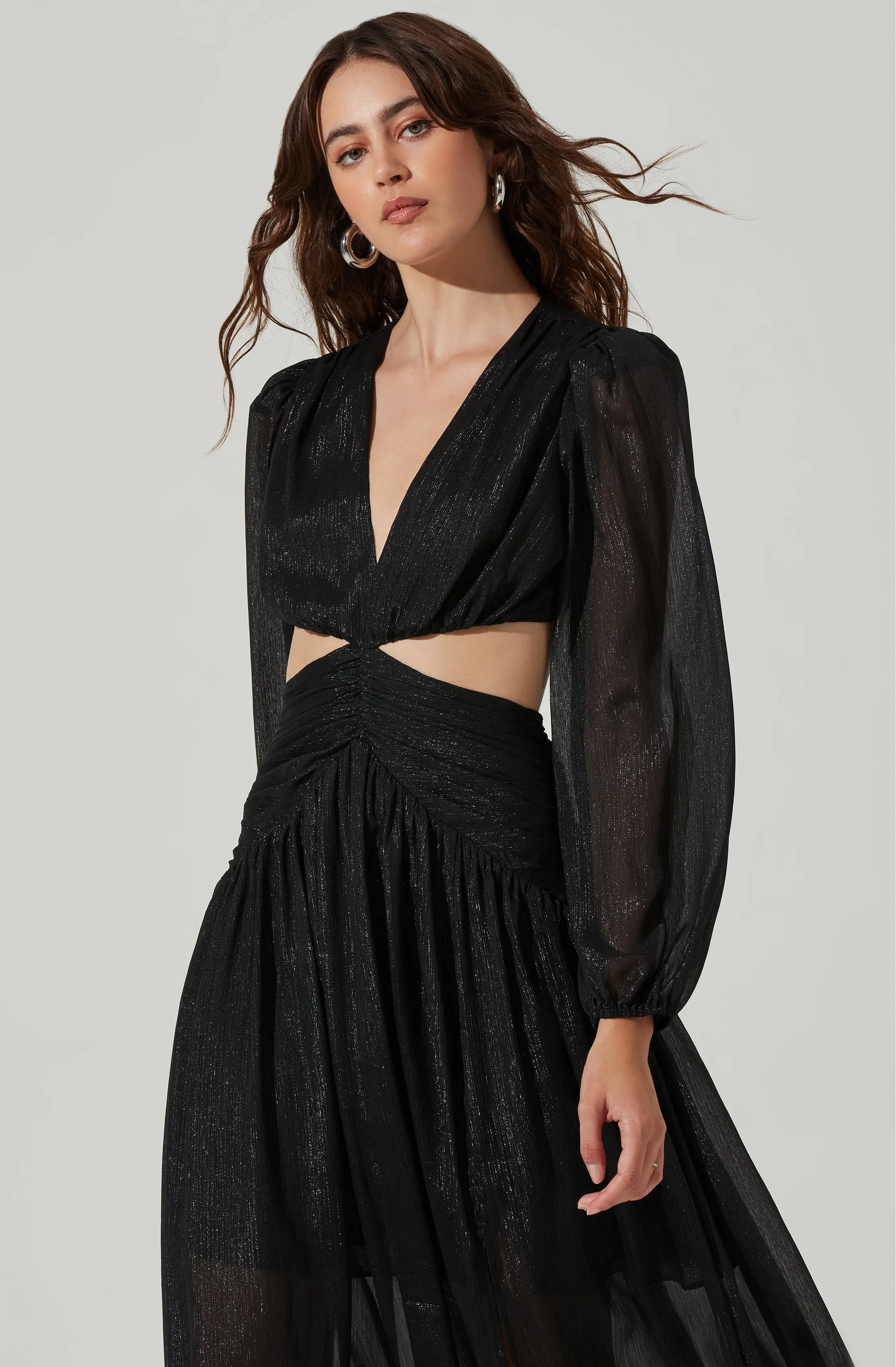 Metallic Twist Cutout Waist Maxi Dress sold by Astr product image thumbnail 2