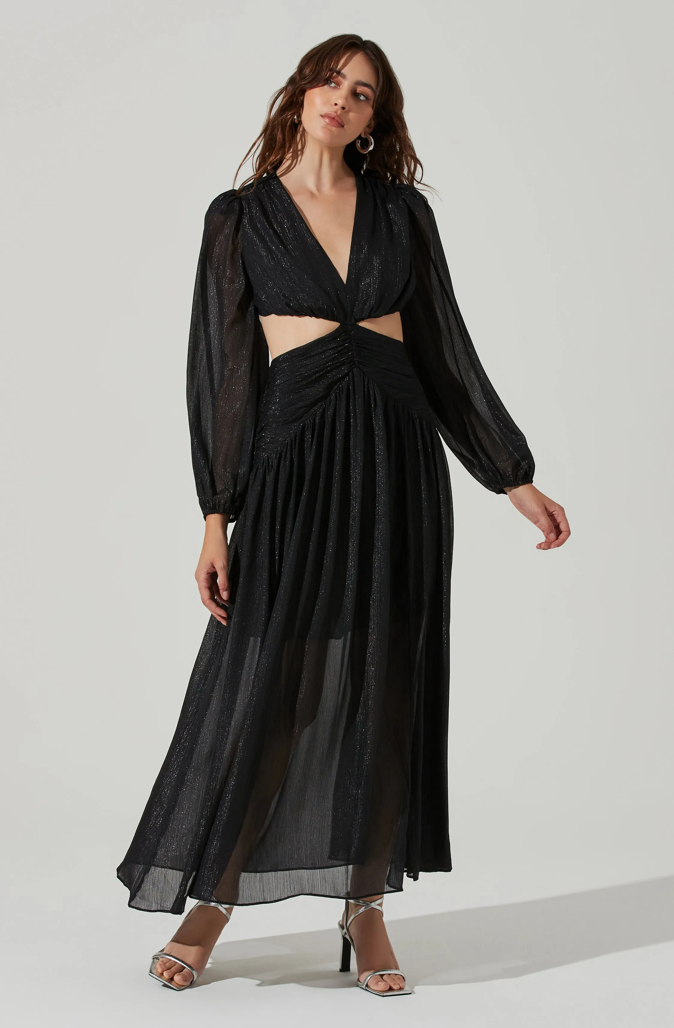 Metallic Twist Cutout Waist Maxi Dress sold by Astr product image thumbnail 3