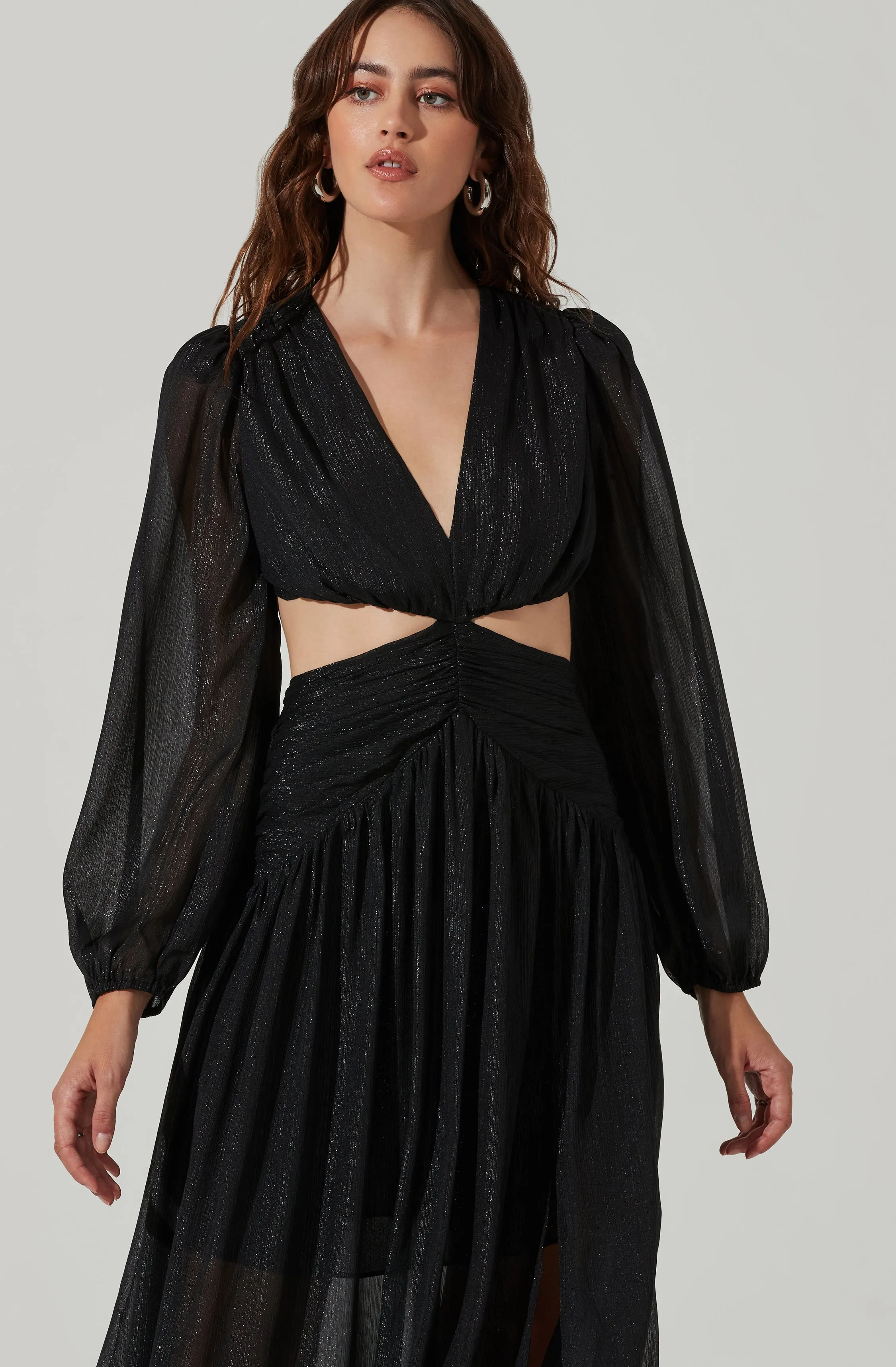 Metallic Twist Cutout Waist Maxi Dress sold by Astr product image thumbnail 4