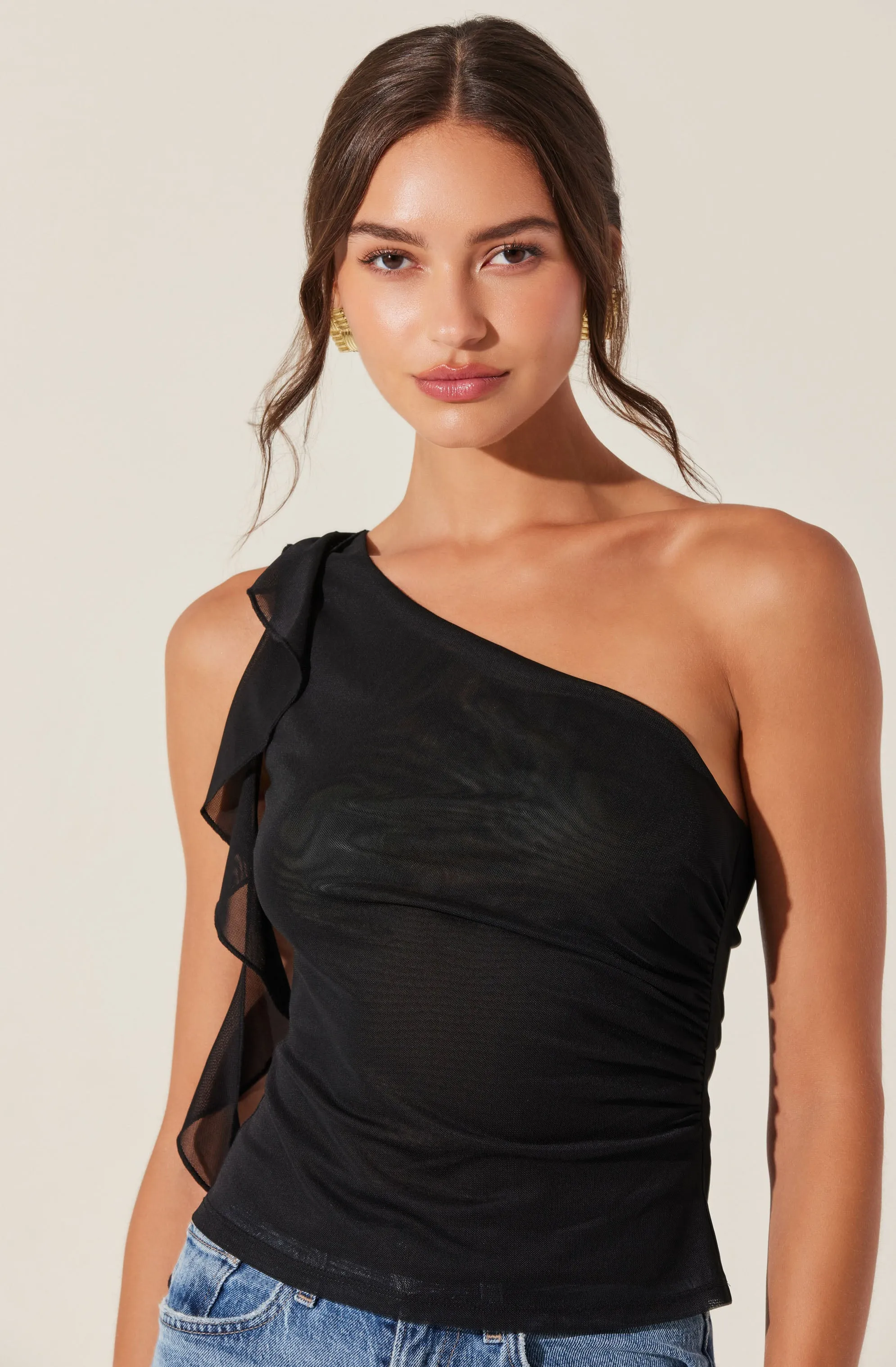 One Shoulder Ruffle Detail Top sold by Astr product image thumbnail 3