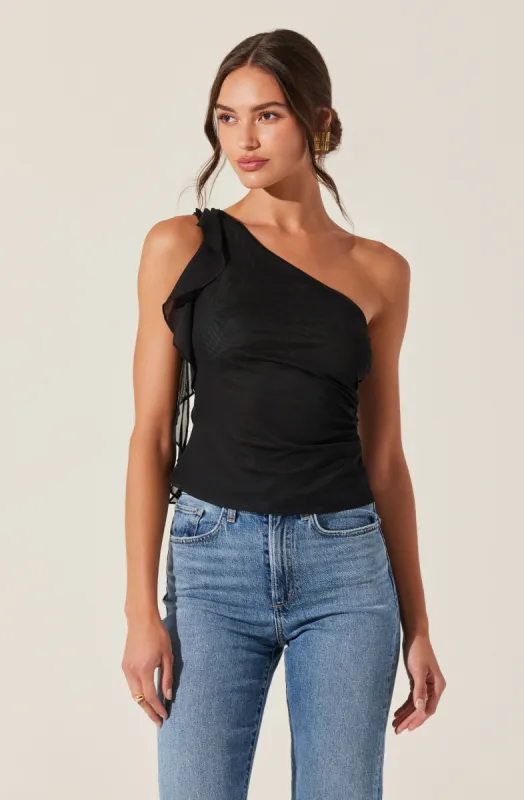 One Shoulder Ruffle Detail Top sold by Astr