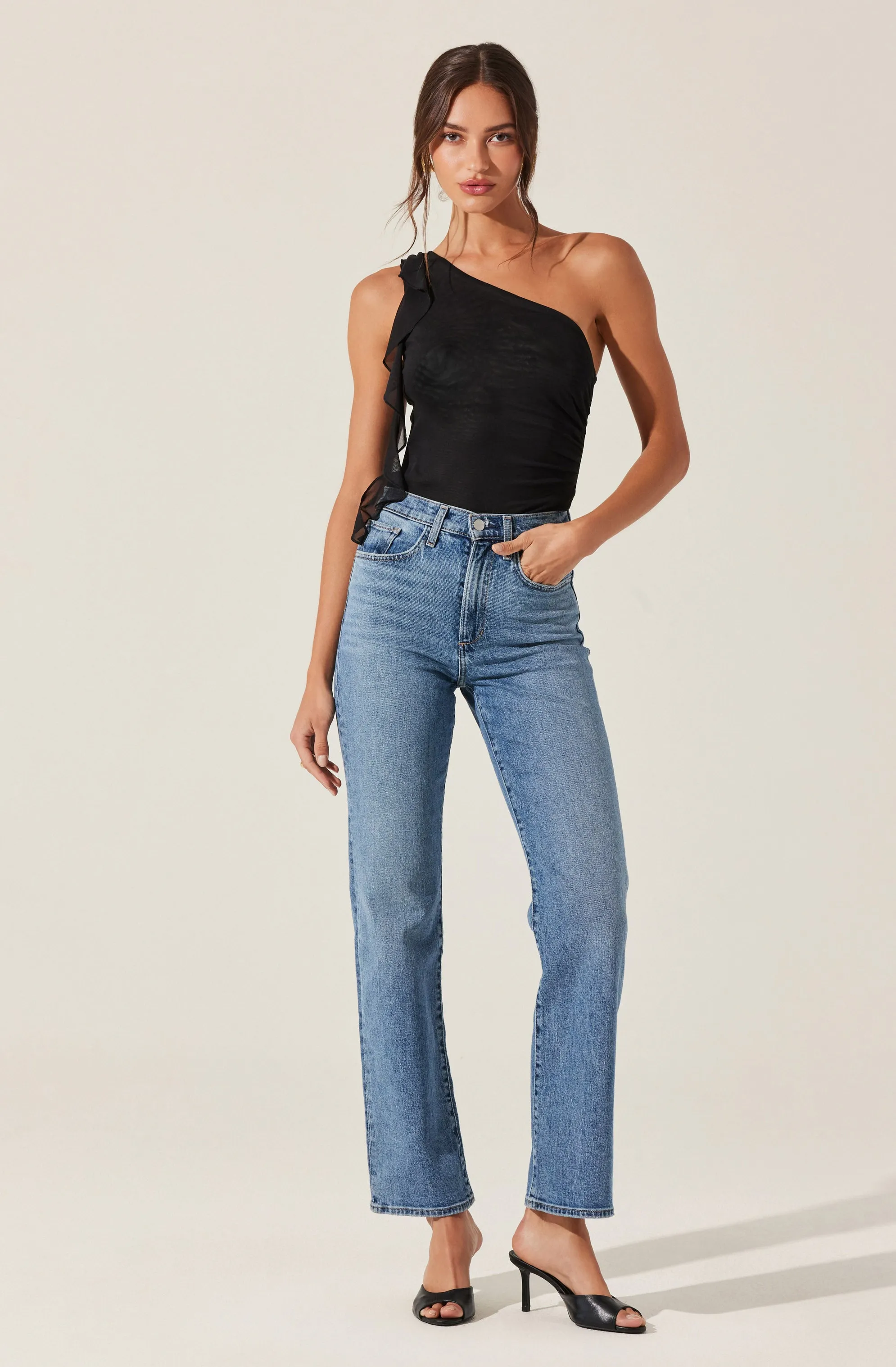 One Shoulder Ruffle Detail Top sold by Astr product image thumbnail 2