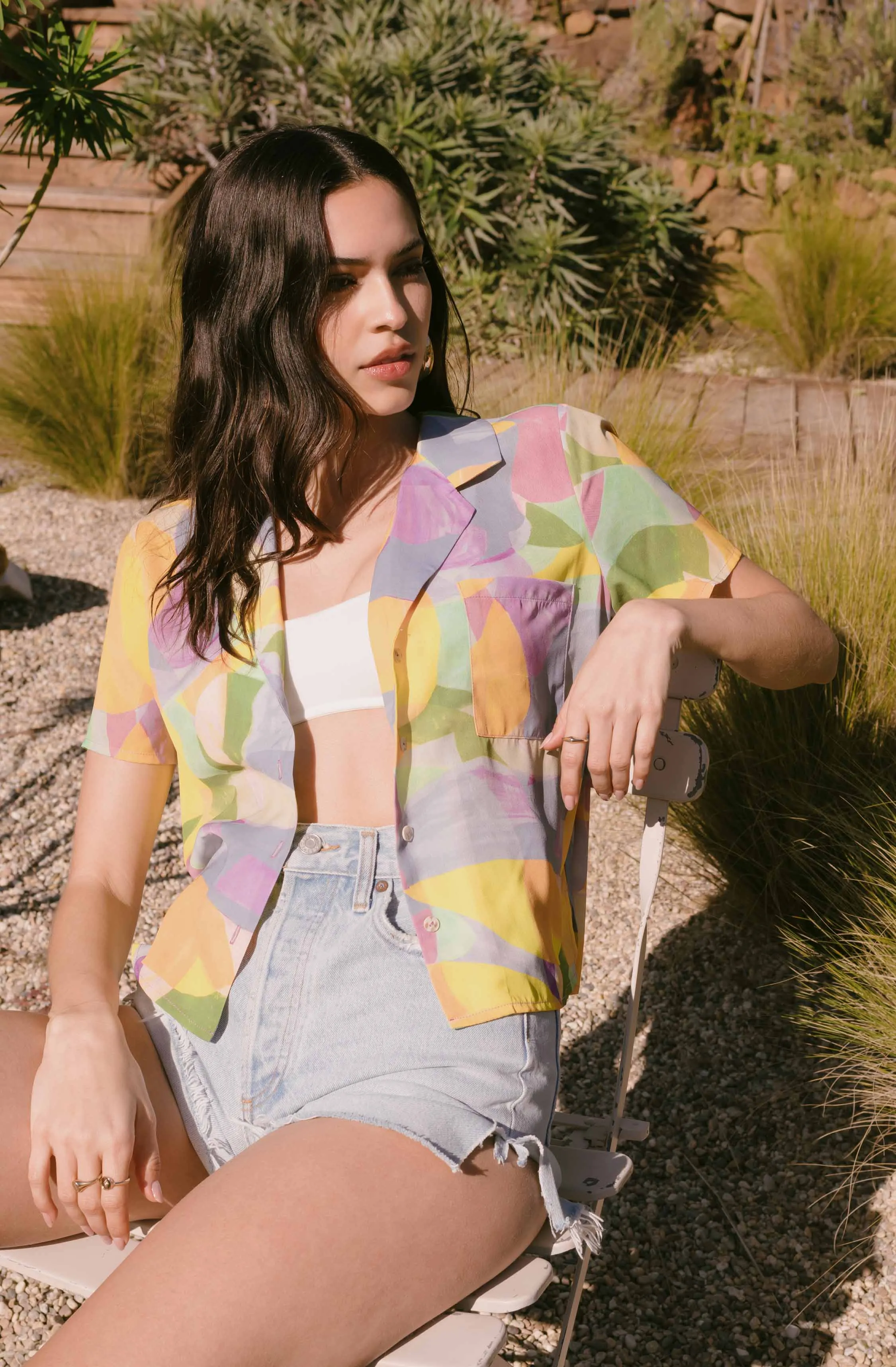 Tourist Abstract Print Button Down Top sold by Astr product image thumbnail 5