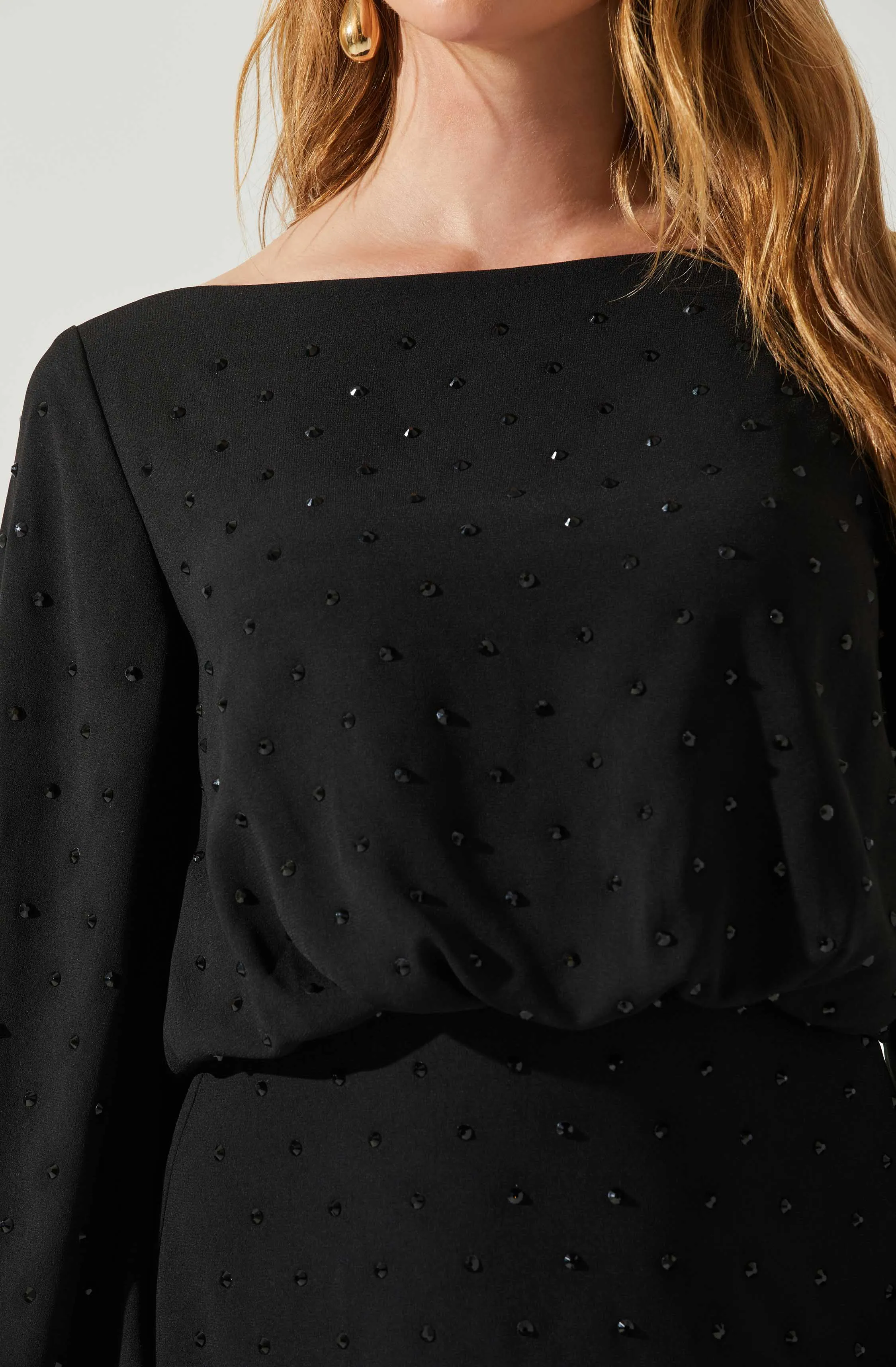 Edita Rhinestone Embellished Long Sleeve Mini Dress sold by Astr product image thumbnail 3