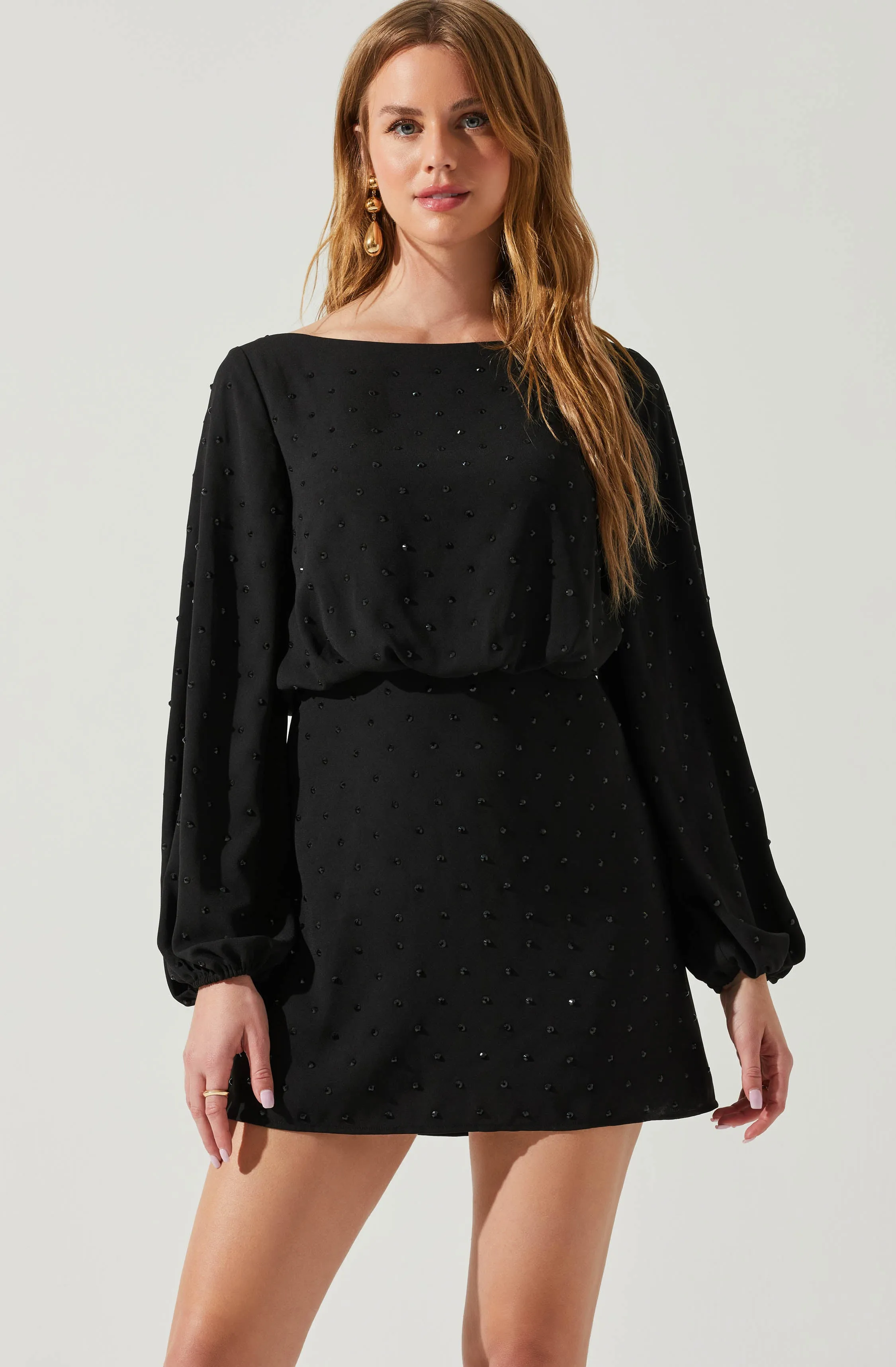 Edita Rhinestone Embellished Long Sleeve Mini Dress sold by Astr product image thumbnail 4