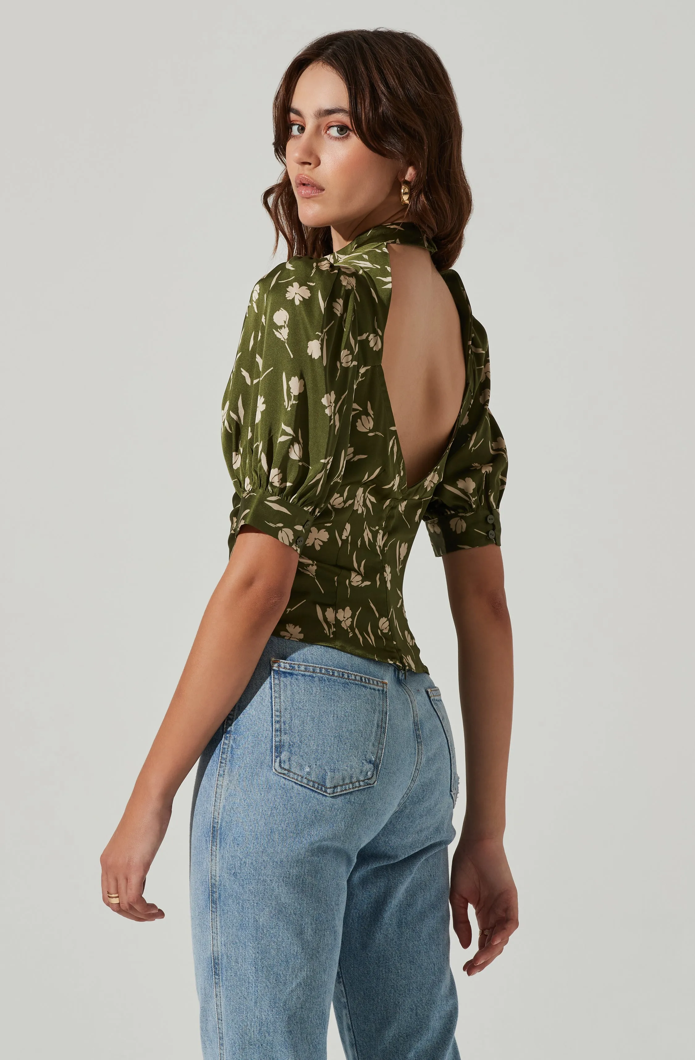 Floral Mock Neck Cowl Drape Top sold by Astr product image thumbnail 5