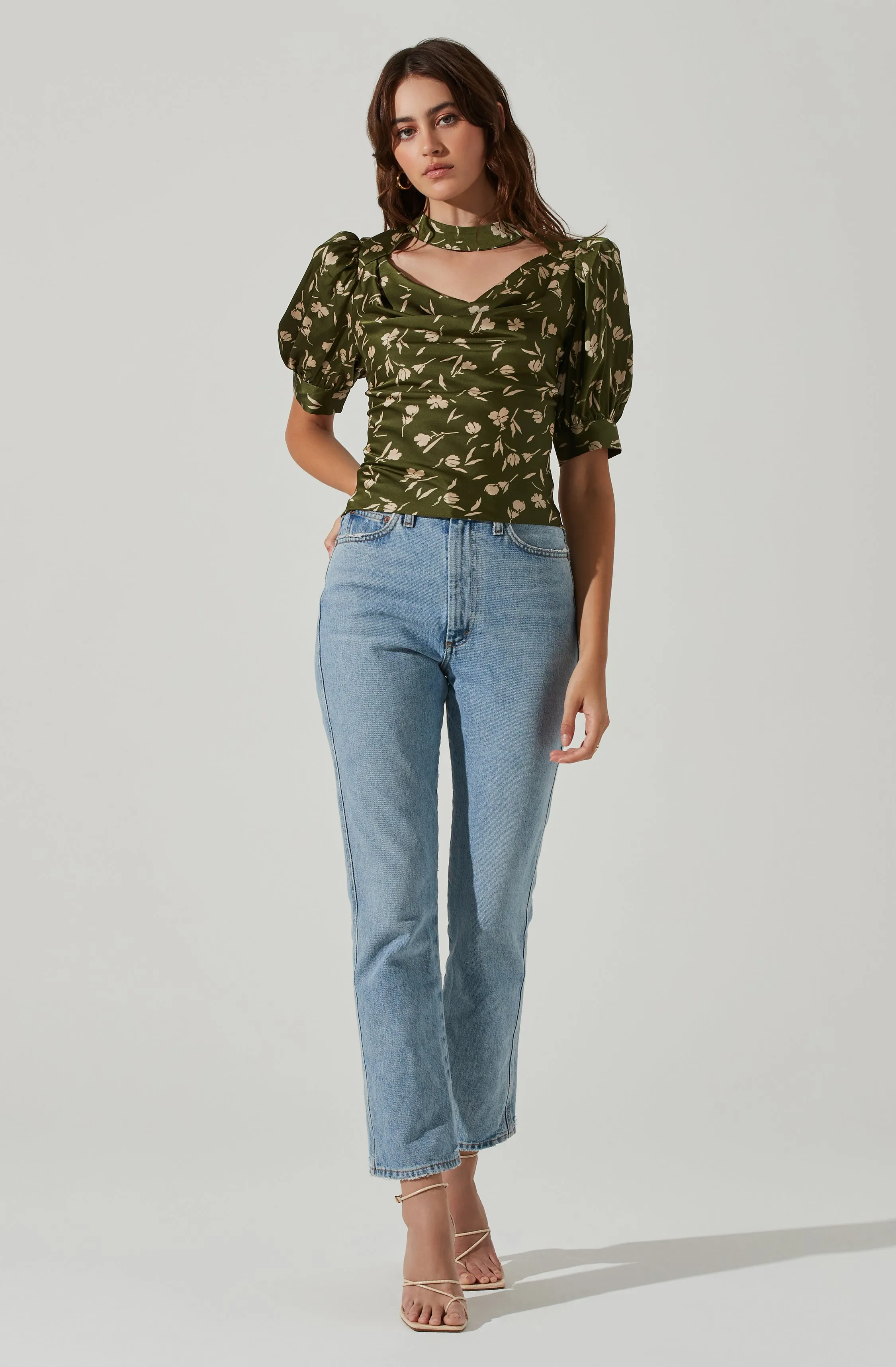 Floral Mock Neck Cowl Drape Top sold by Astr product image thumbnail 2