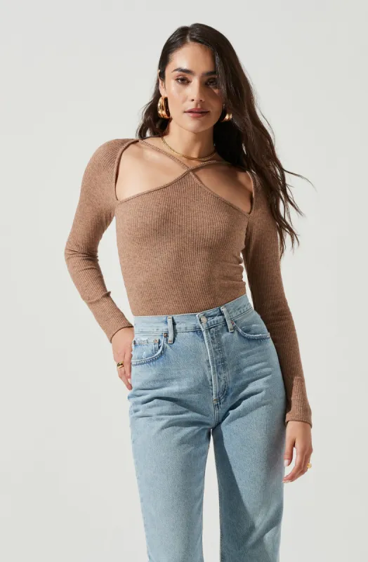 Vanowen Halter Cutout Shoulder Long Sleeve Bodysuit sold by Astr