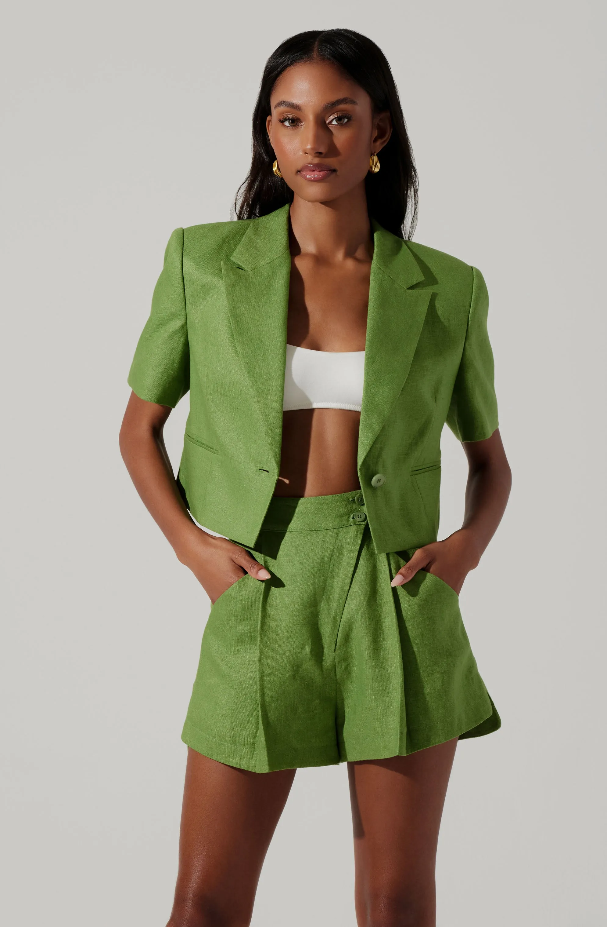 Kerrigan Cropped Linen Blazer sold by Astr product image thumbnail 2