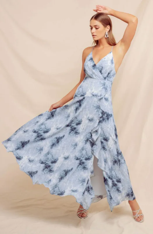 Holland Ruffle Tie Dye Maxi Dress sold by Astr
