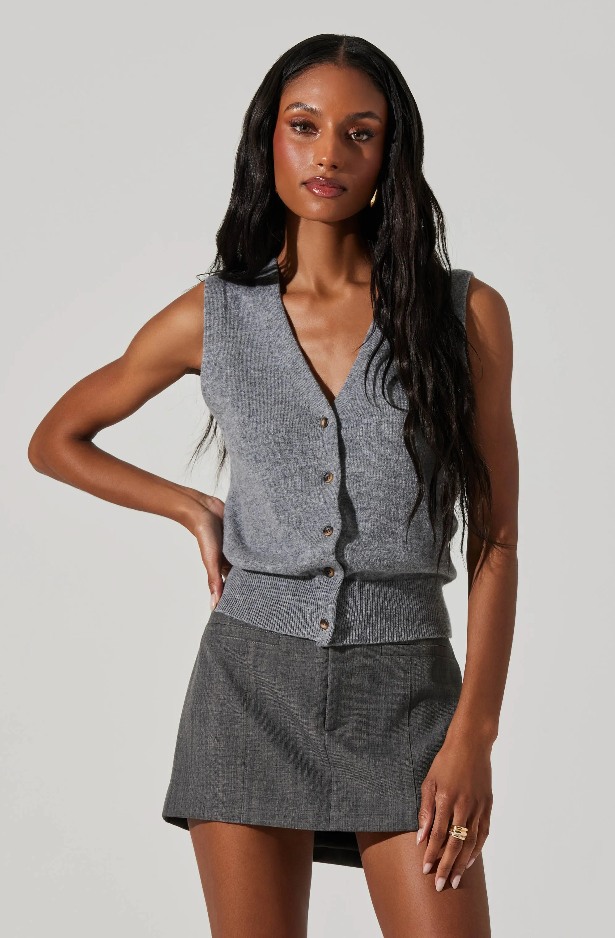 Eira Button-Up Sweater Vest sold by Astr