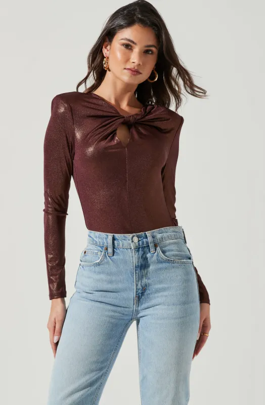 Barcelona Twist Front Long Sleeve Bodysuit sold by Astr