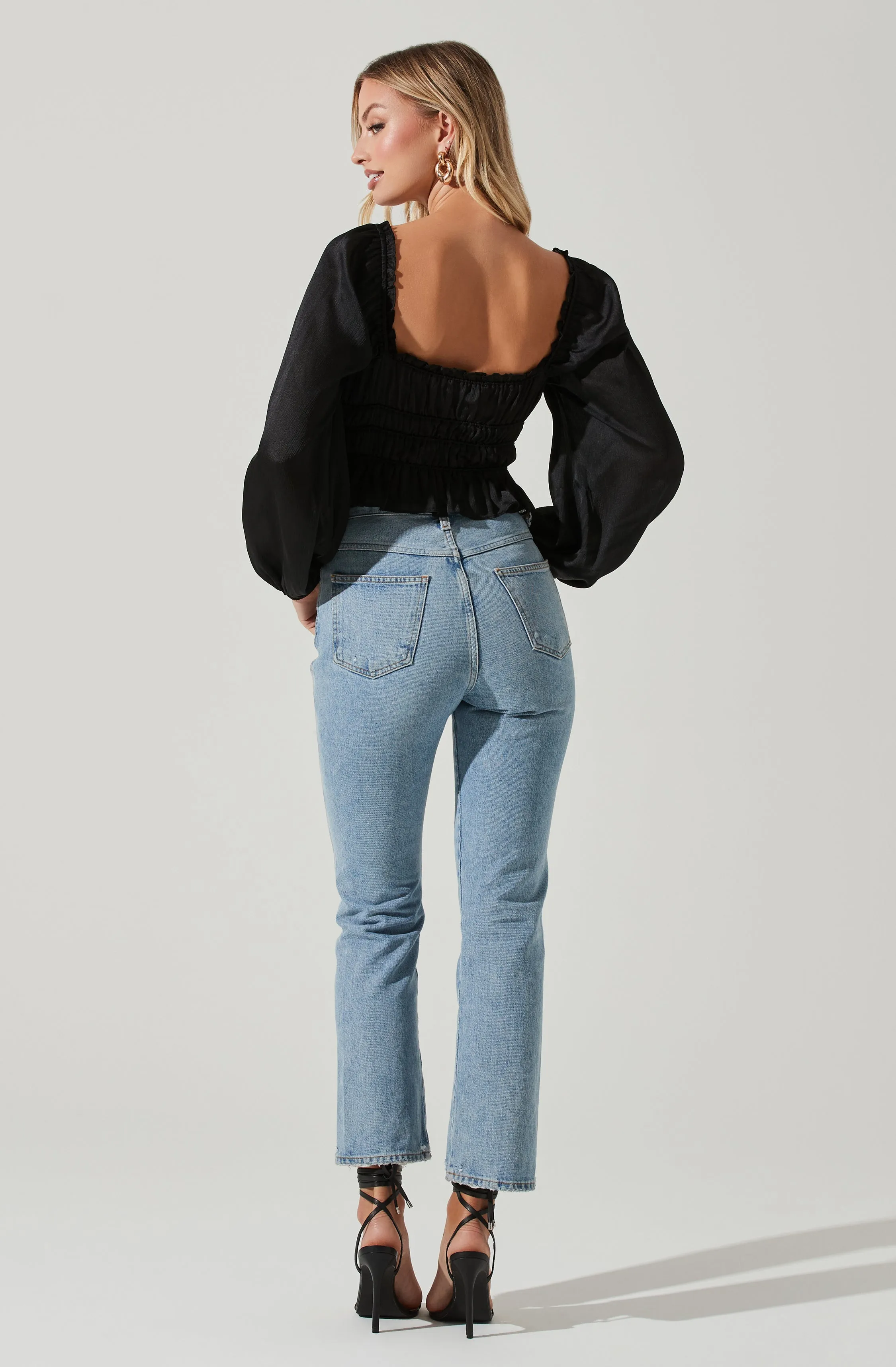 Rowan Satin Peplum Hem Long Sleeve Top sold by Astr product image thumbnail 5