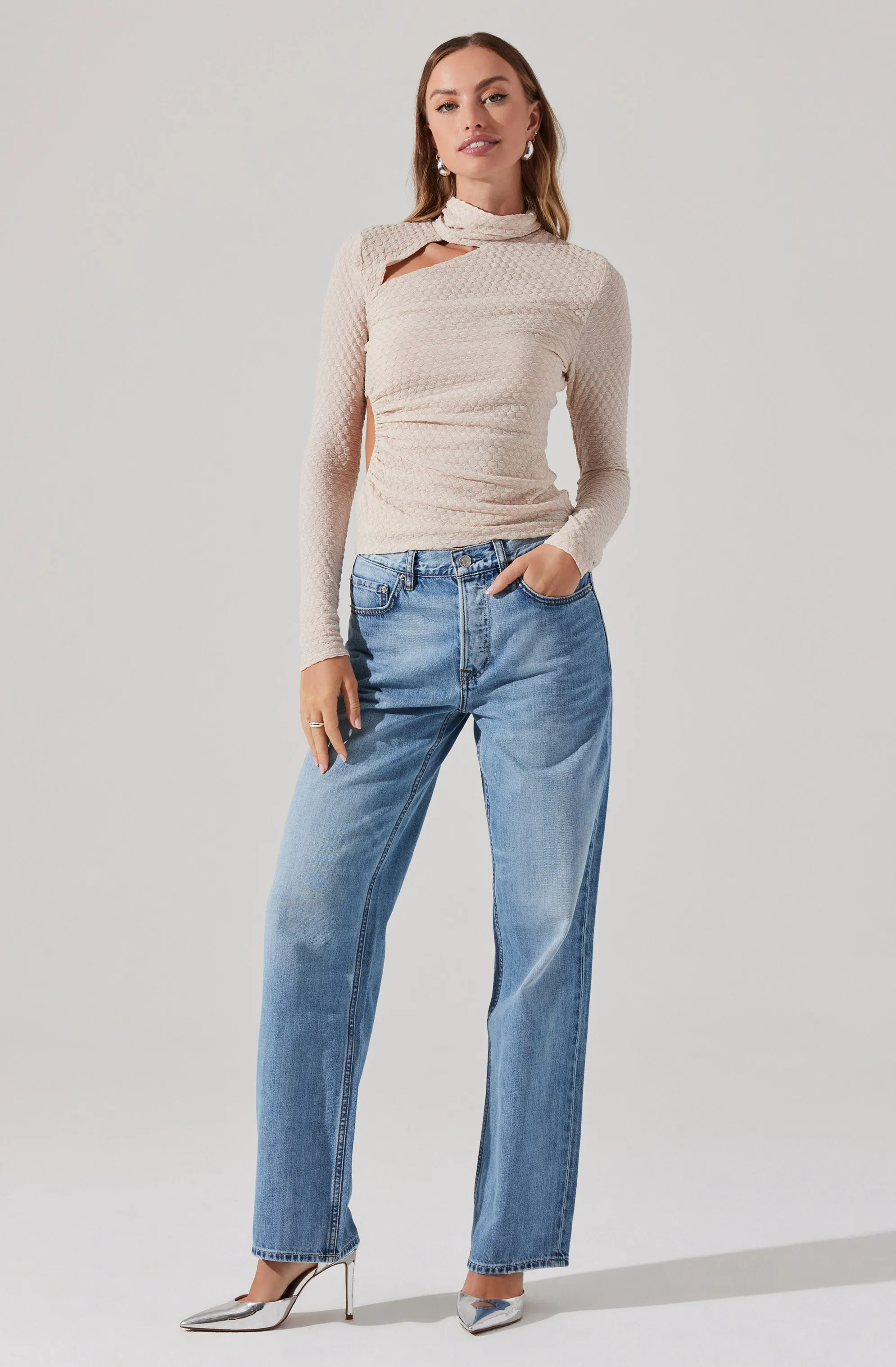 Textured Cutout Long Sleeve Top sold by Astr product image thumbnail 2