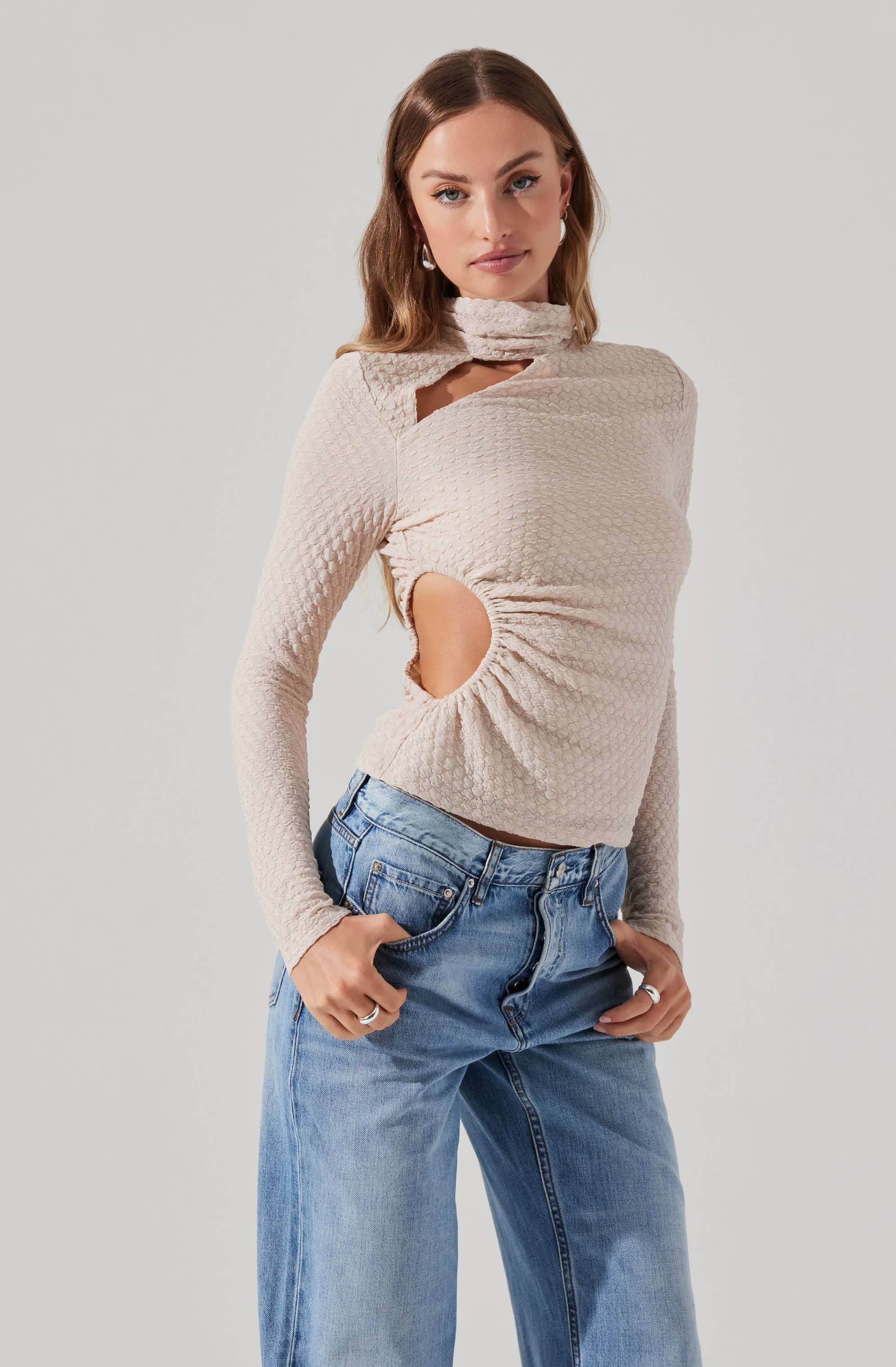 Textured Cutout Long Sleeve Top sold by Astr product image thumbnail 3