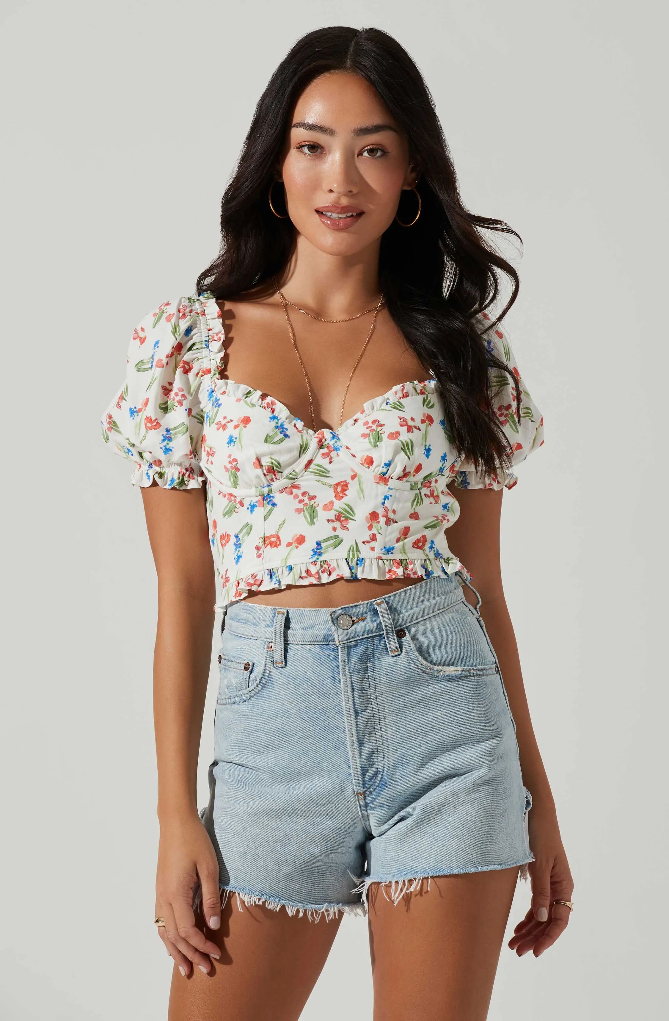 Feronia Floral Sweetheart Puff Sleeve Top sold by Astr product image thumbnail 3