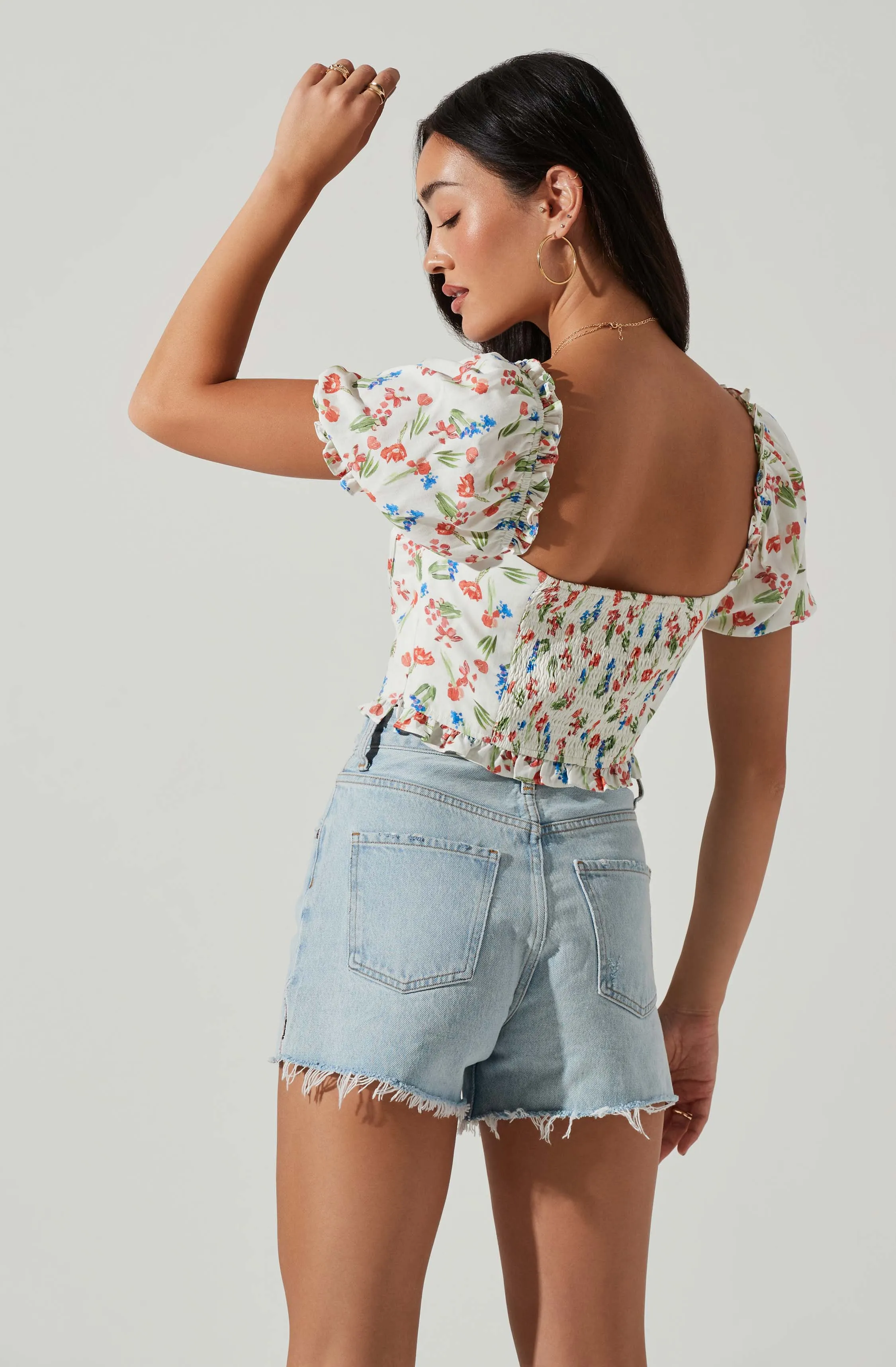 Feronia Floral Sweetheart Puff Sleeve Top sold by Astr product image thumbnail 5