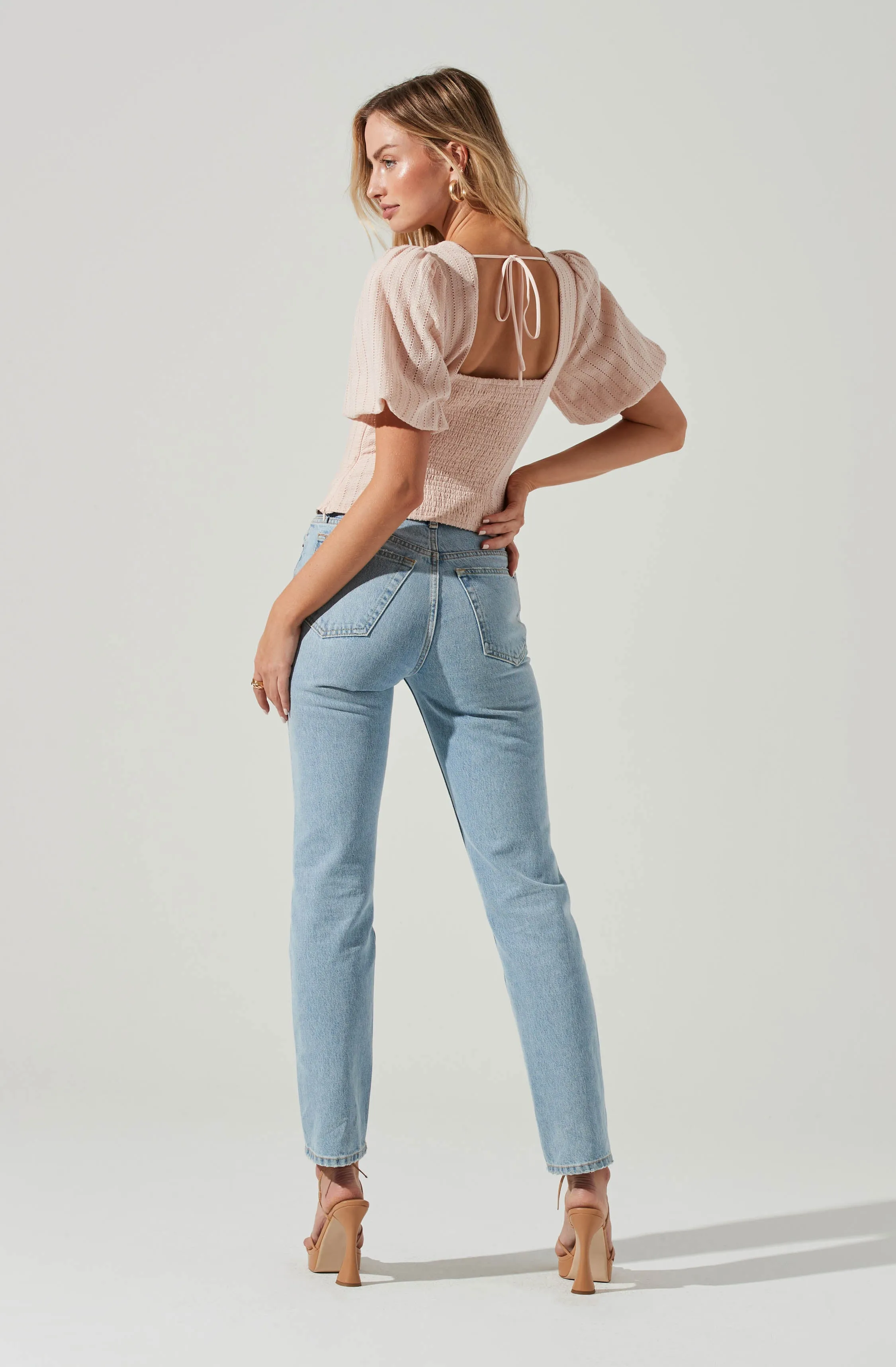 Short Bubble Sleeve Tie Back Top sold by Astr product image thumbnail 5