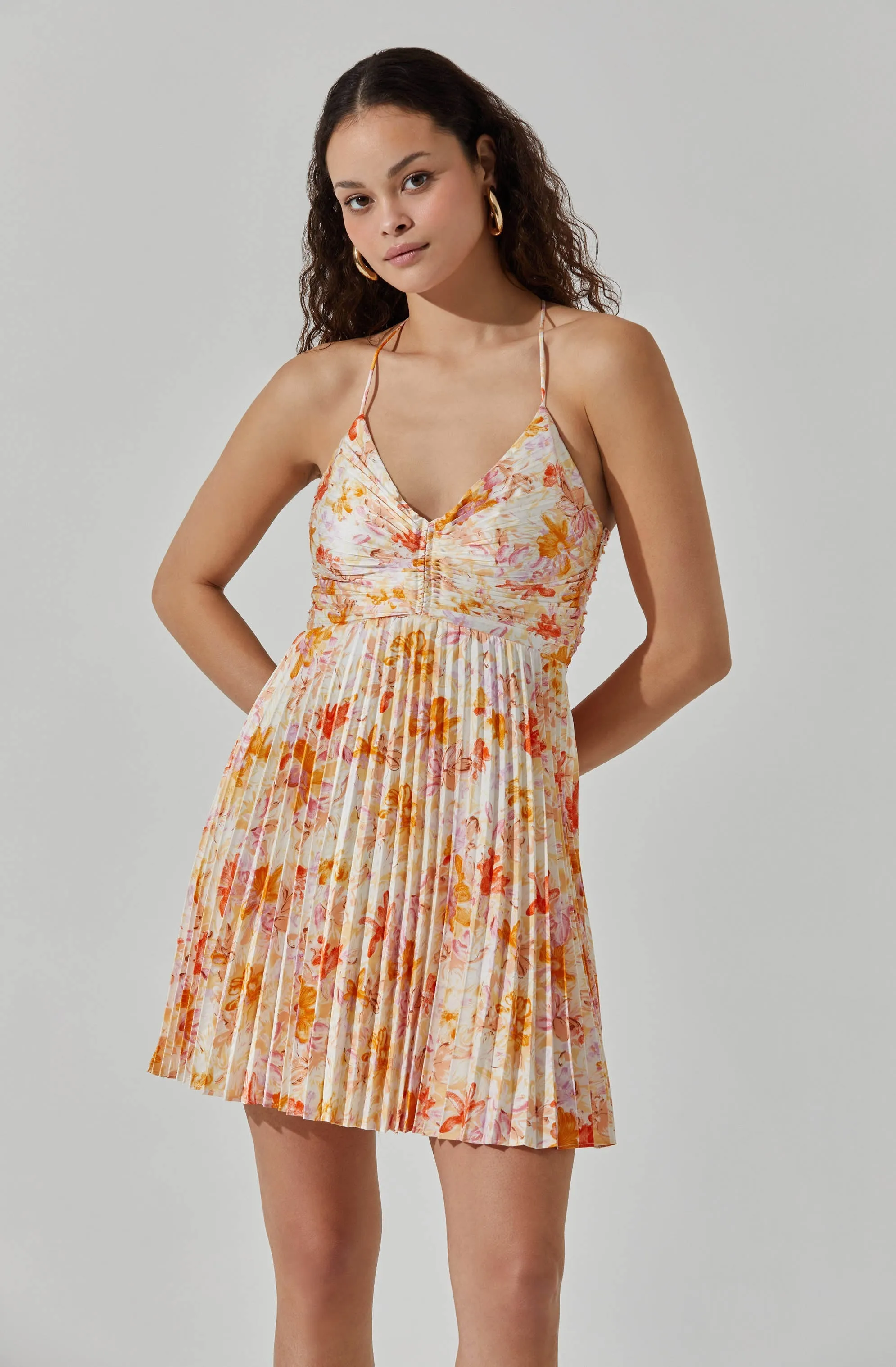 Plisse Tie Back Mini Dress sold by Astr product image thumbnail 4