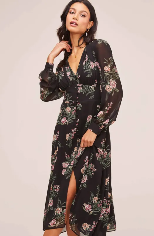 Button Bodice Floral Midi sold by Astr