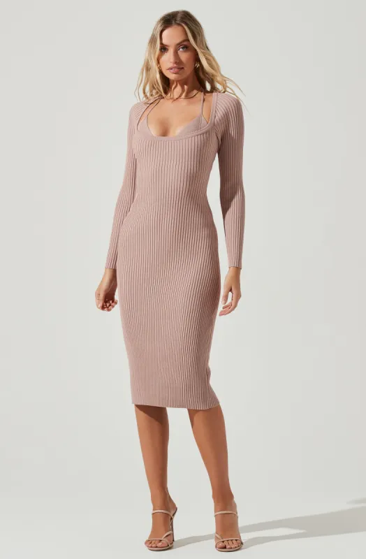Topanga Halter Bralette Long Sleeve Midi Dress sold by Astr