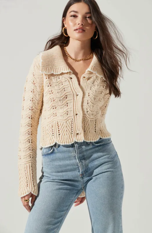Scallop Collar Cardigan sold by Astr