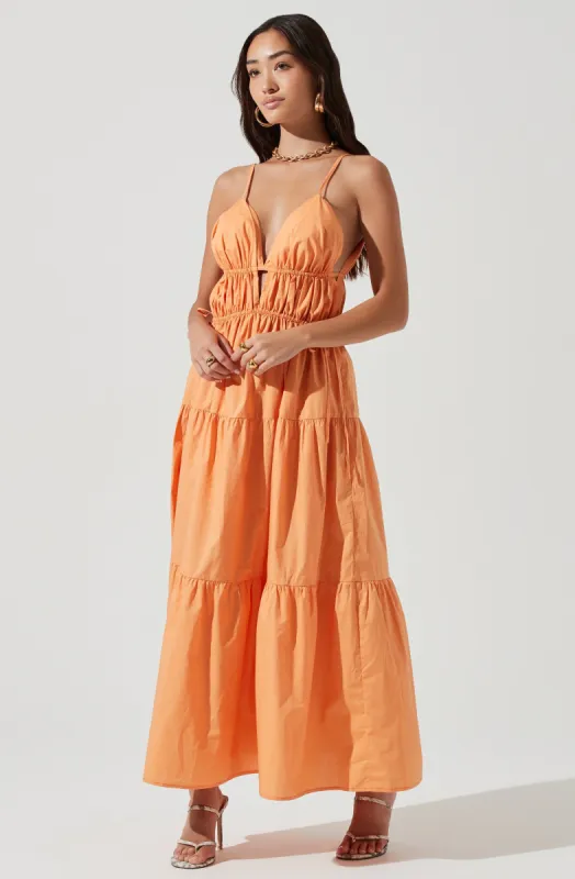 Cassie Cinched Tiered Maxi Dress made by Astr