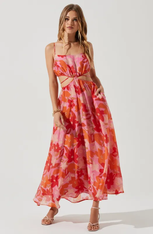 Sanger Floral Cutout Midi Dress sold by Astr