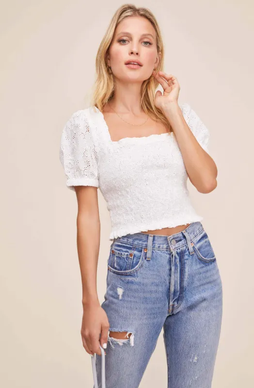 Hudson Puff Sleeve Smocked Top sold by Astr