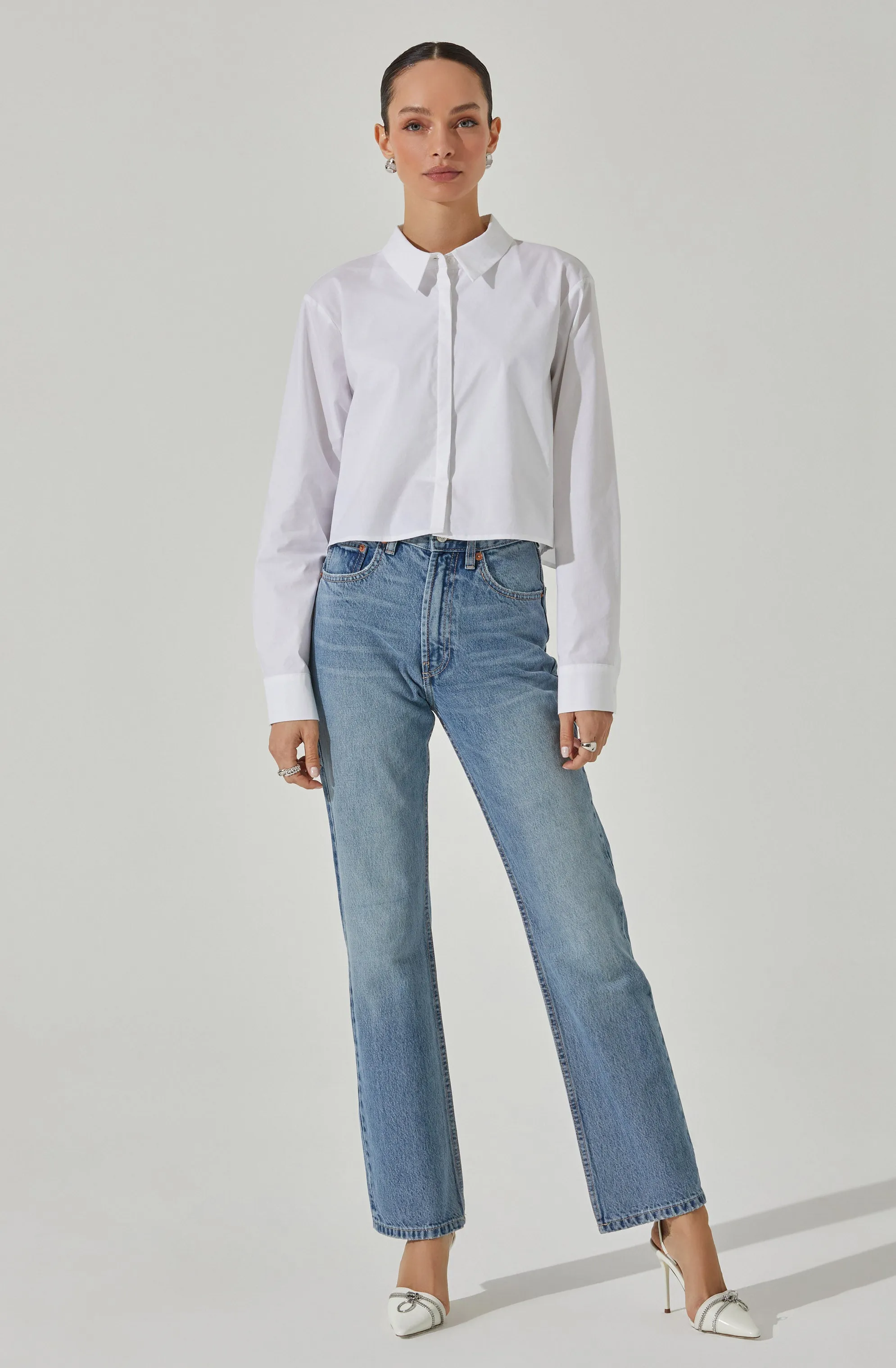 Cropped Tie Back Collared Shirt sold by Astr product image thumbnail 2