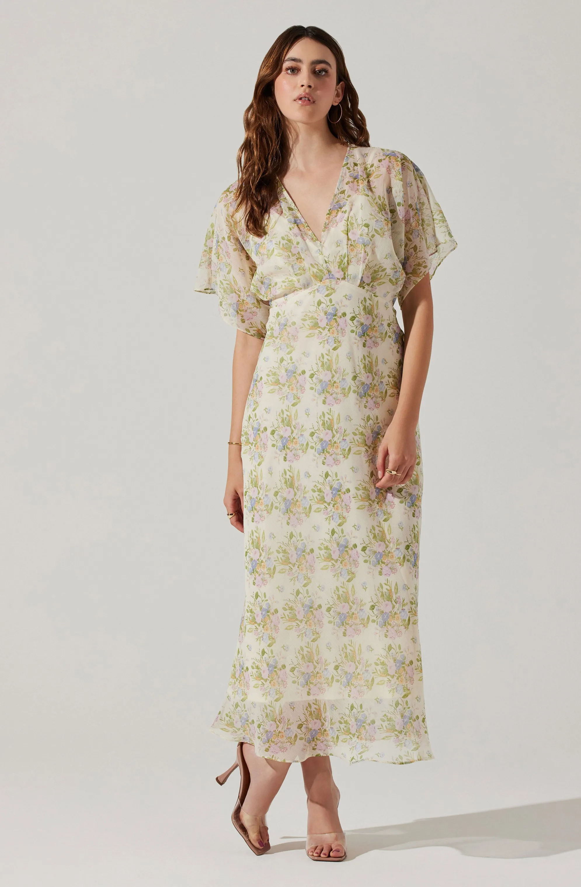 Flutter Sleeve Open Back Maxi Dress sold by Astr