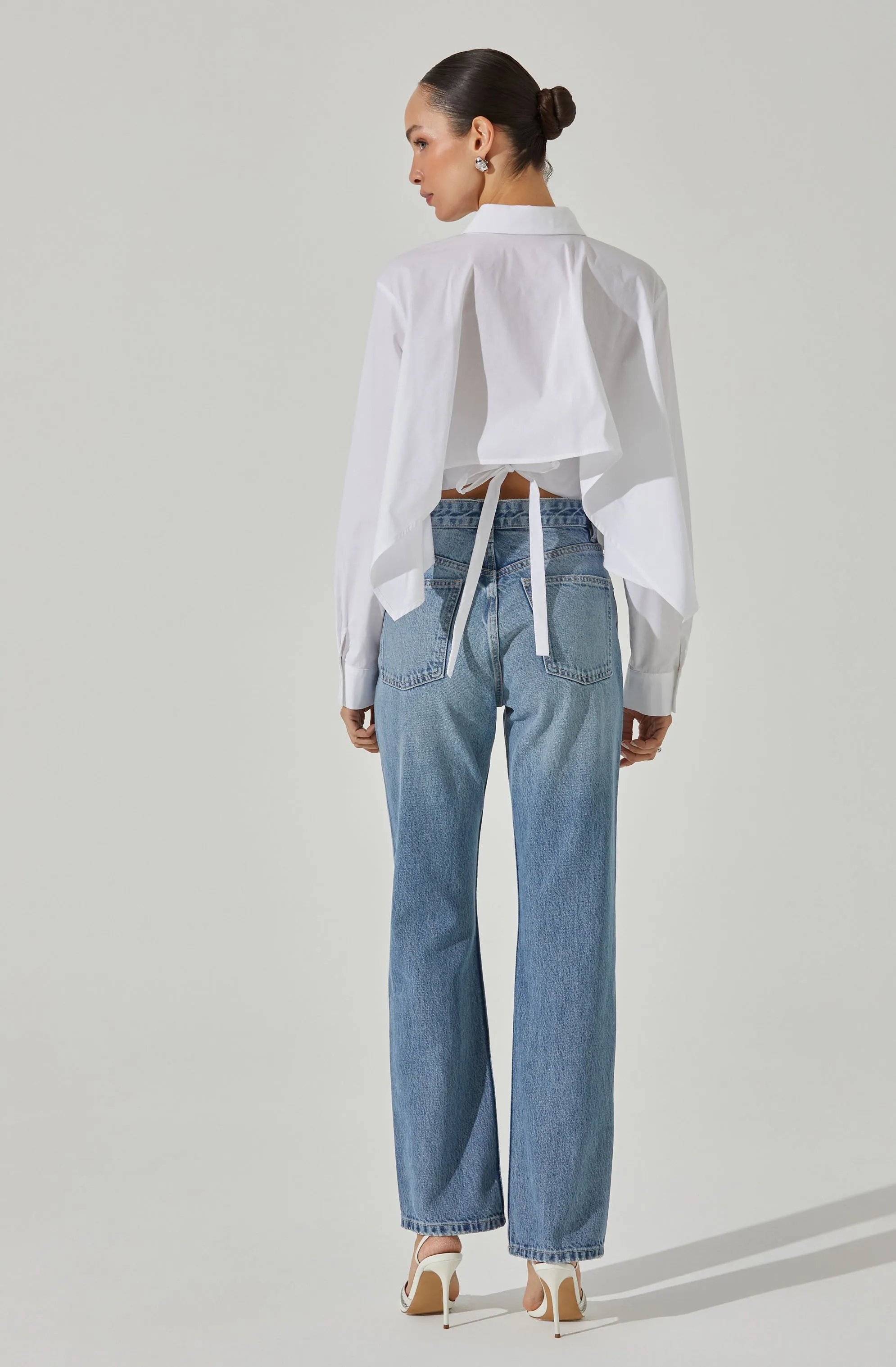 Cropped Tie Back Collared Shirt sold by Astr product image thumbnail 5