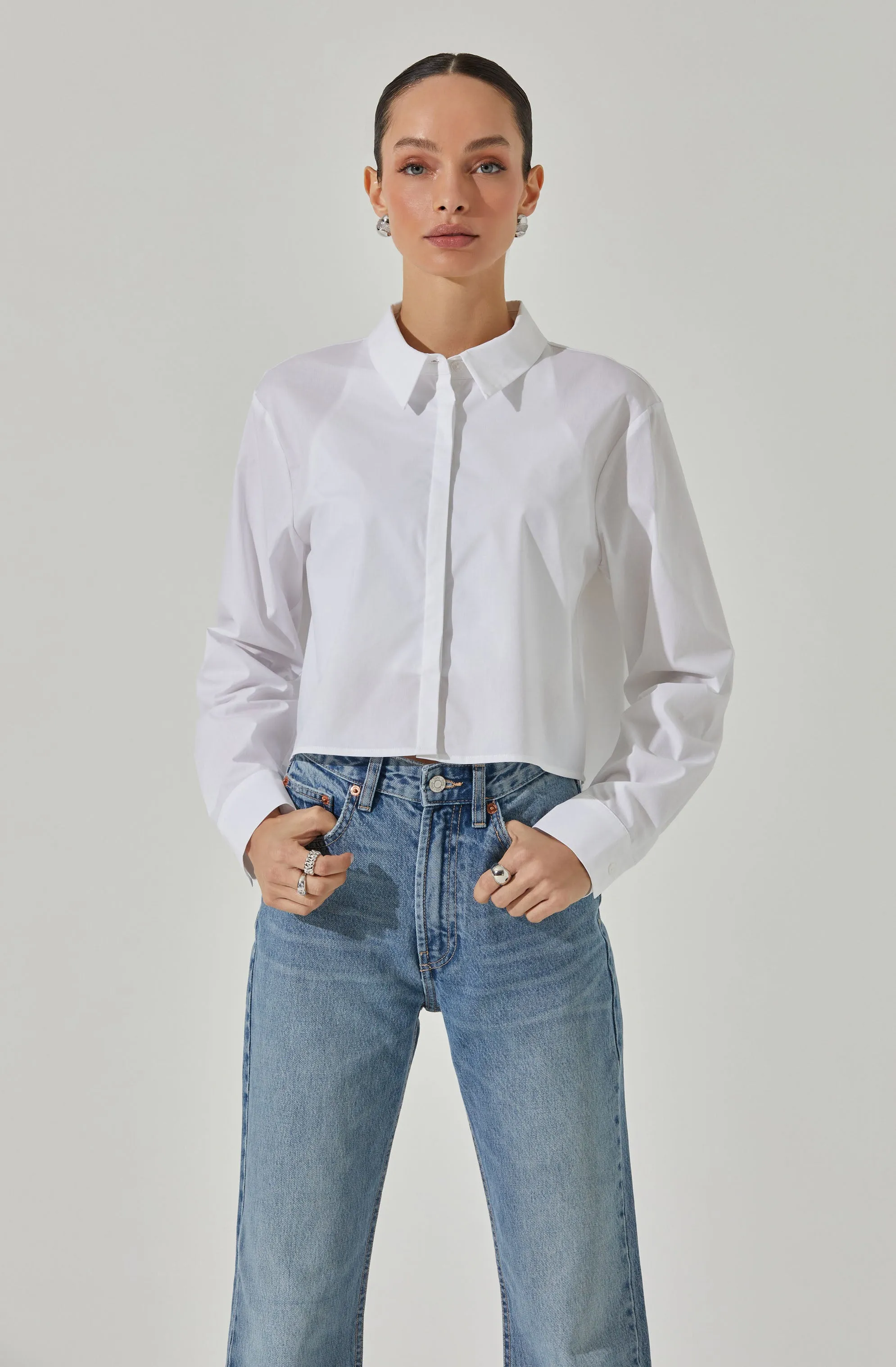 Cropped Tie Back Collared Shirt sold by Astr product image thumbnail 3