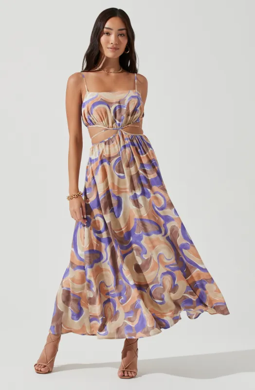 Sanger Cutout Swirl Print Midi Dress sold by Astr