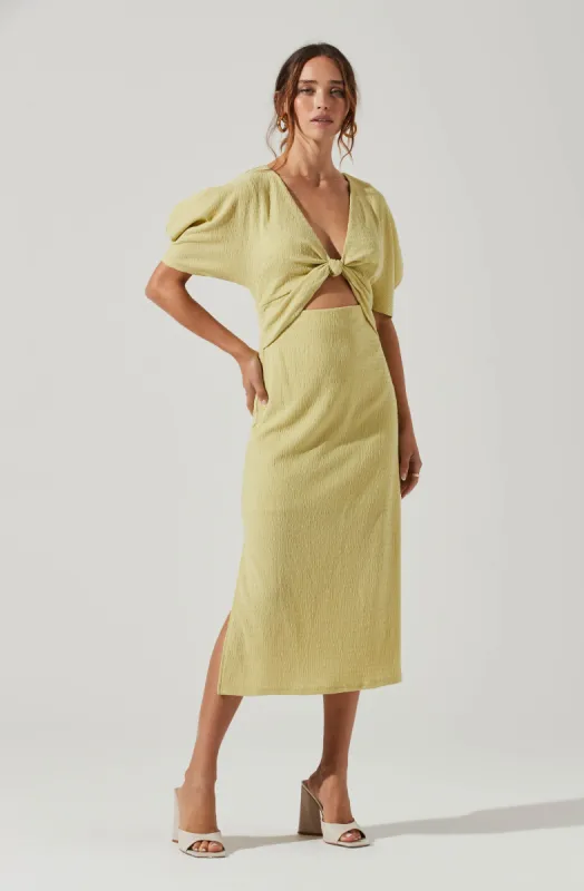 Normandie Cutout Puff Sleeve Midi Dress sold by Astr
