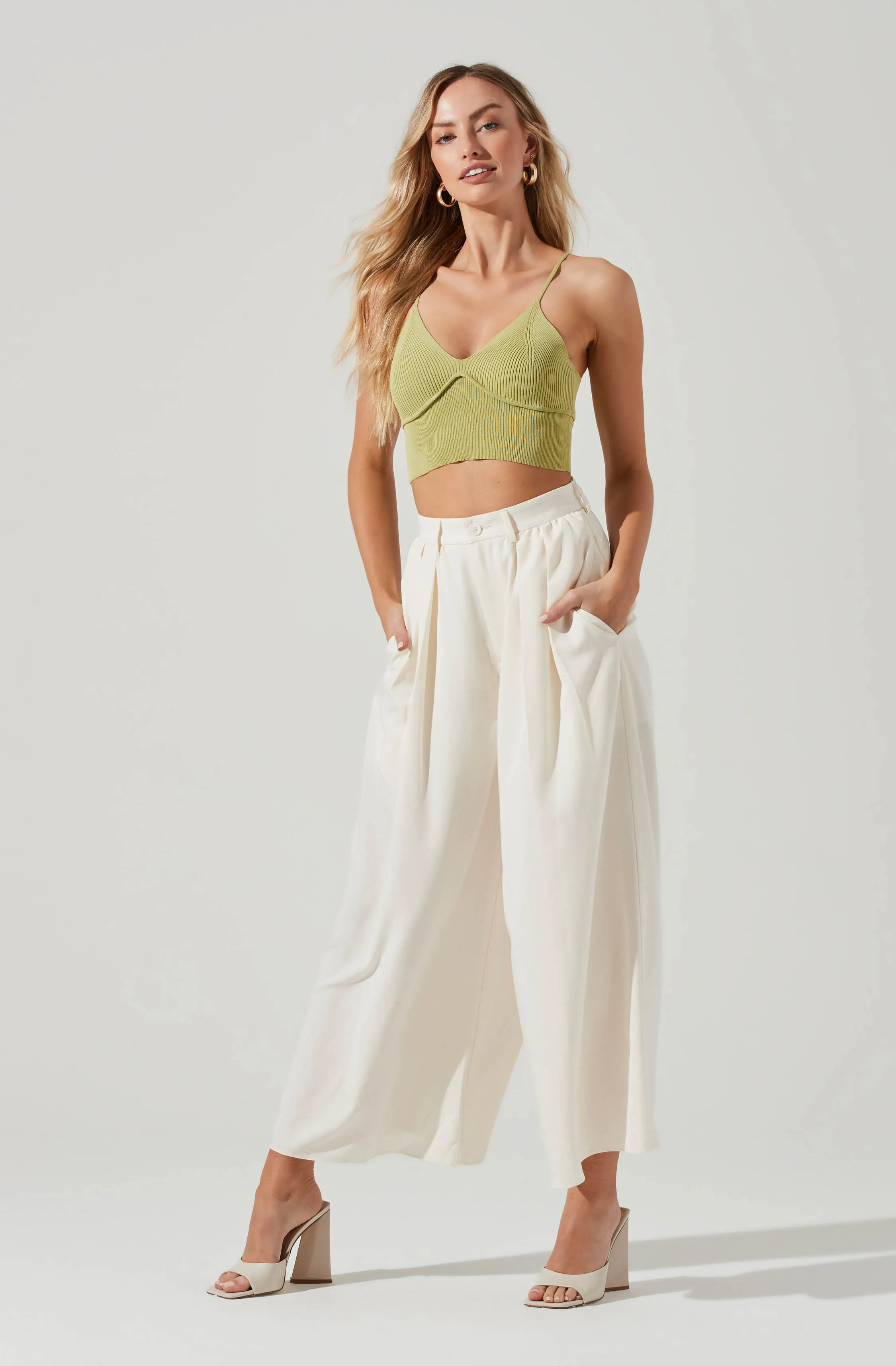 Pleated Front Wide Leg Trouser sold by Astr