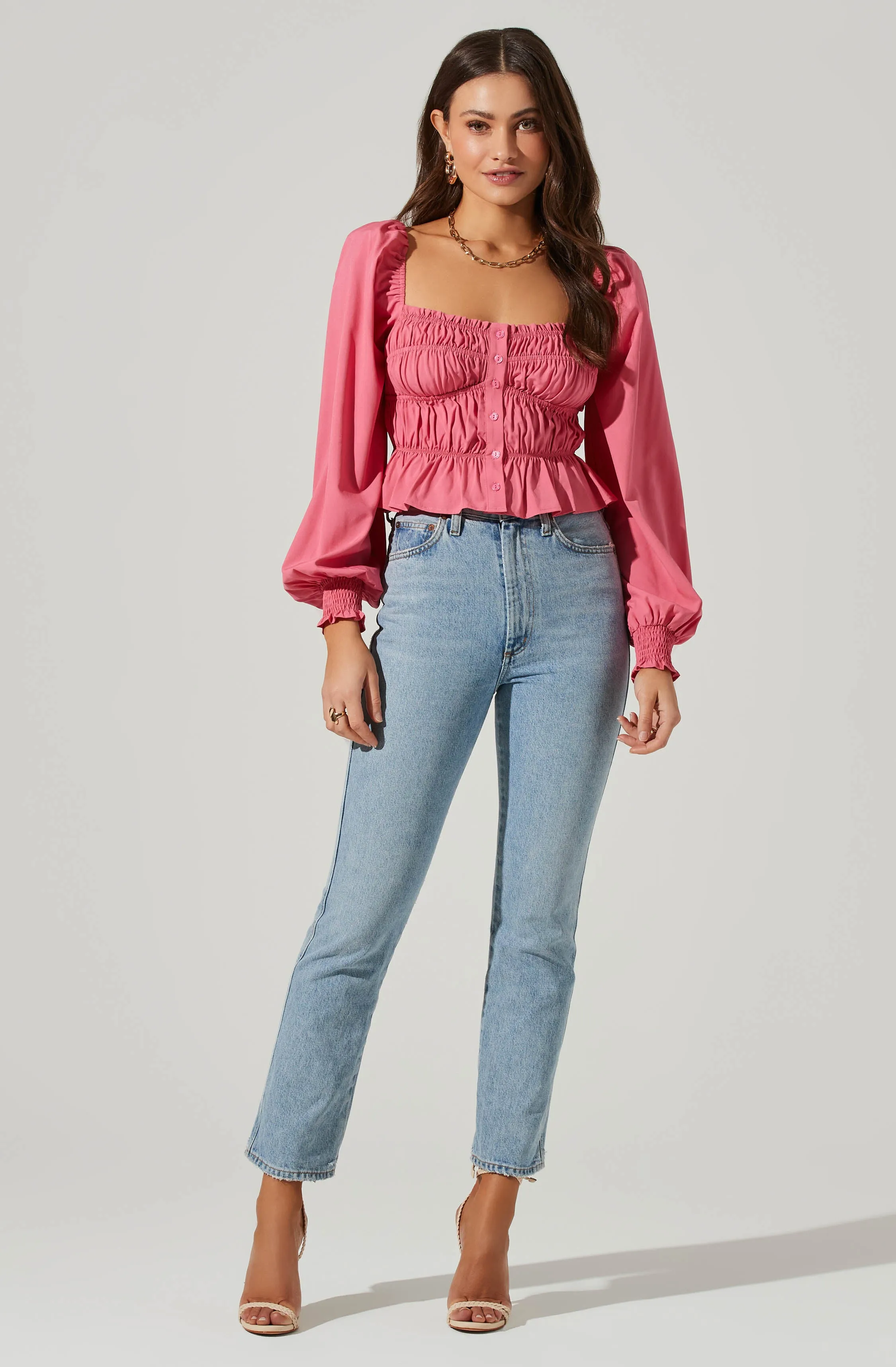 Long Sleeve Smocked Square Neck Top sold by Astr product image thumbnail 2