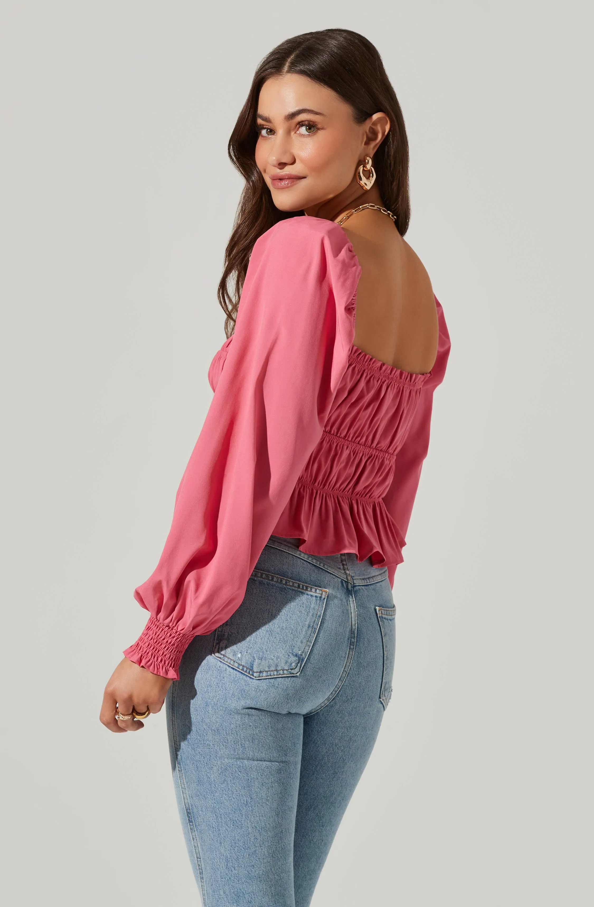 Long Sleeve Smocked Square Neck Top sold by Astr product image thumbnail 5