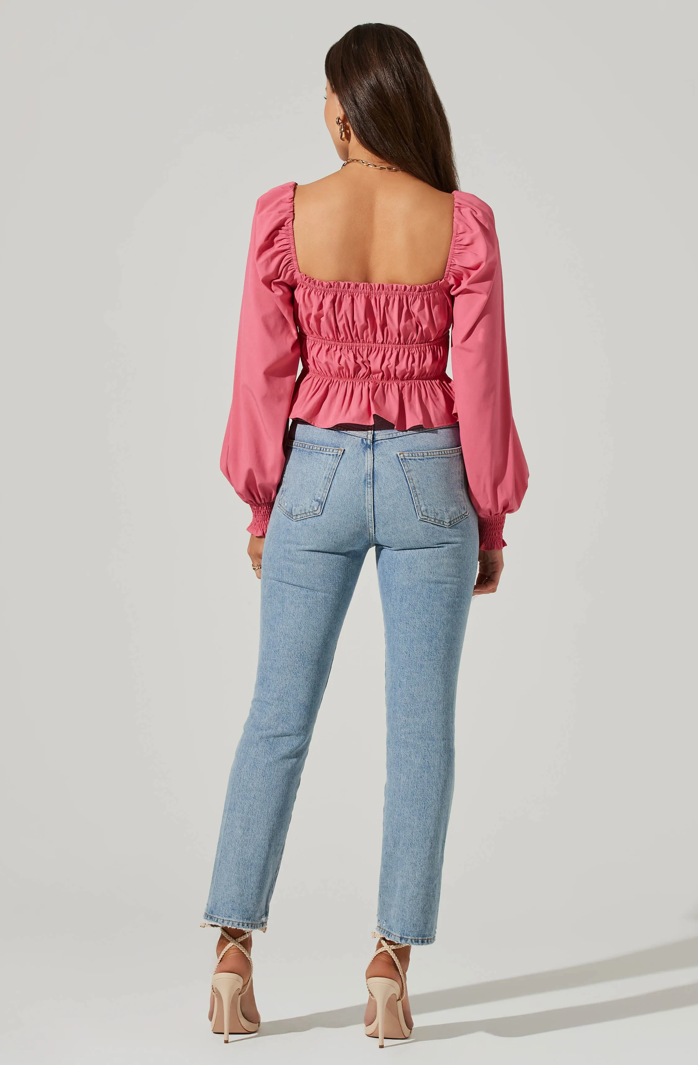 Long Sleeve Smocked Square Neck Top sold by Astr product image thumbnail 4