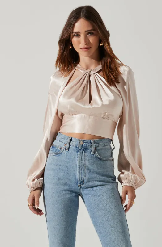 Idara Satin Open Back Top sold by Astr