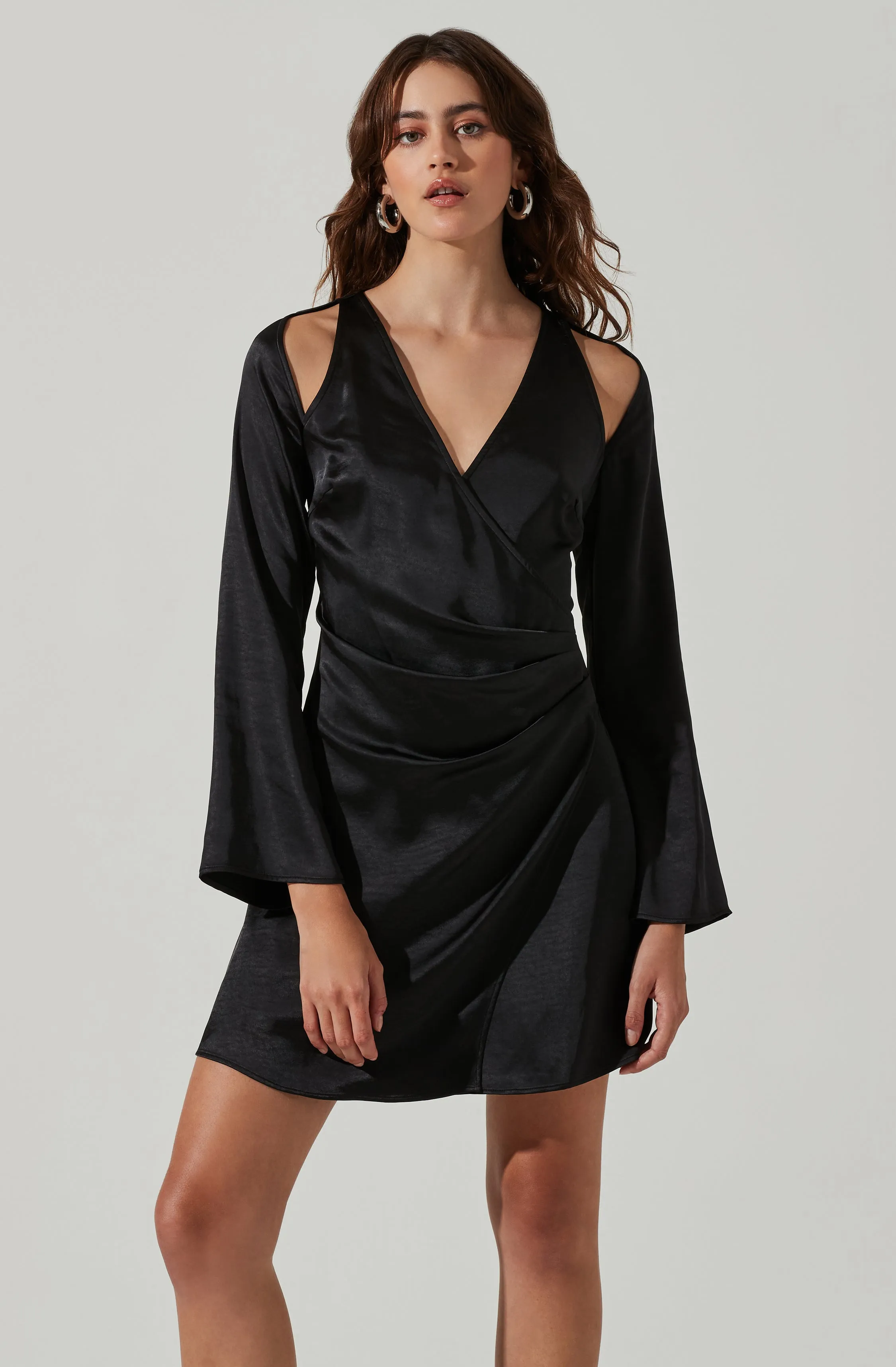 Shoulder Cutout Long Sleeve Satin Mini Dress sold by Astr product image thumbnail 2