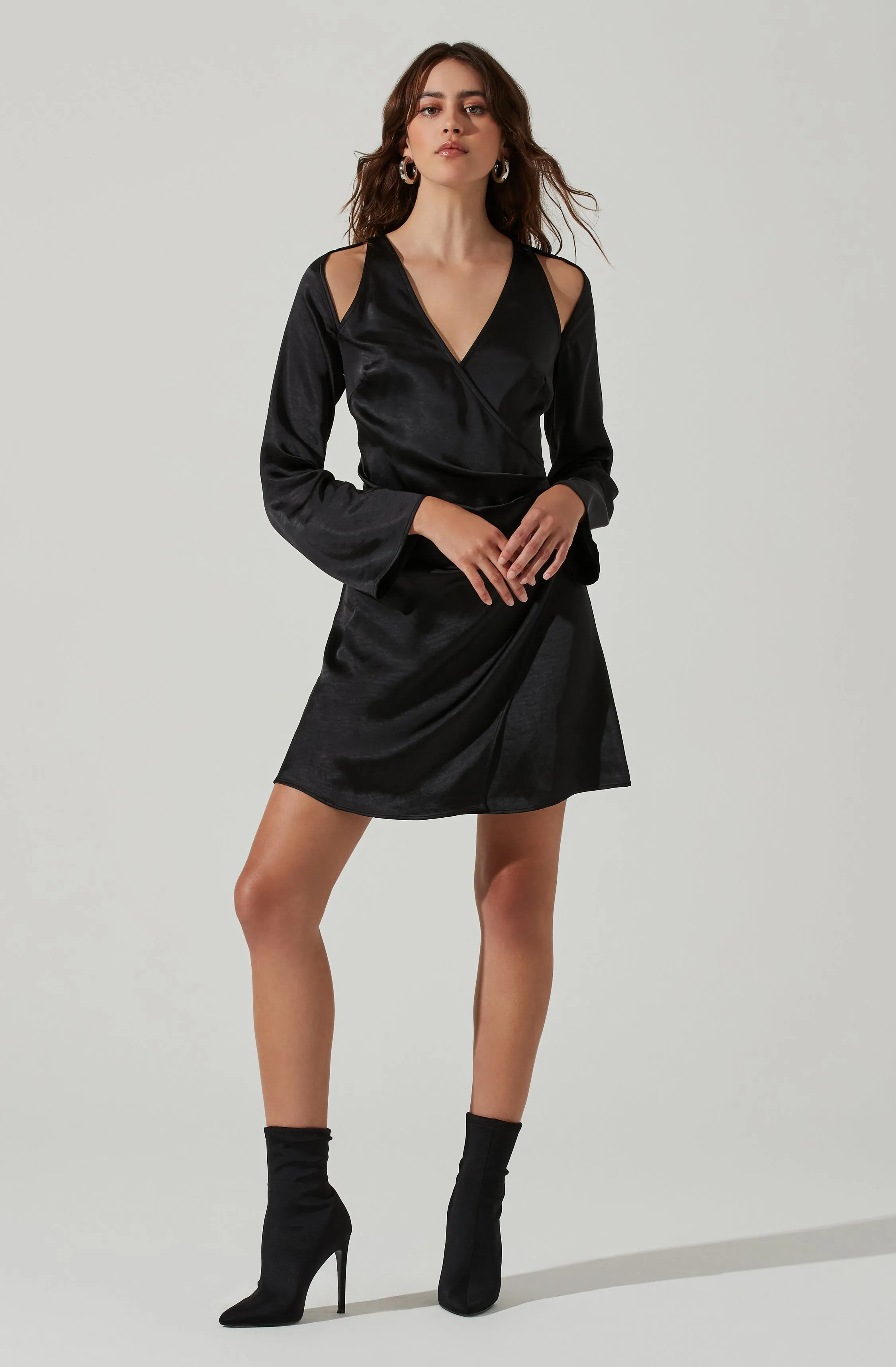 Shoulder Cutout Long Sleeve Satin Mini Dress sold by Astr