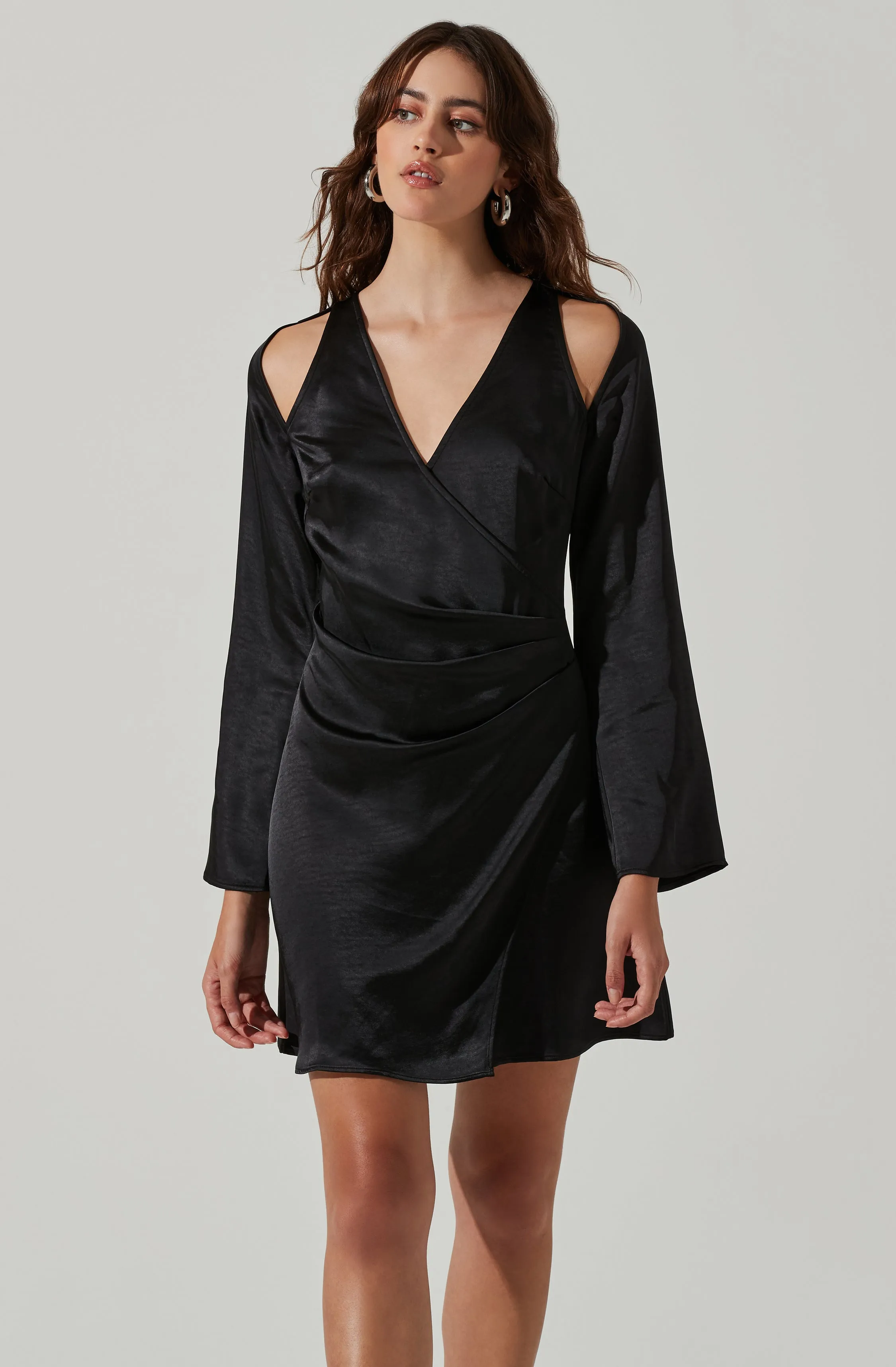 Shoulder Cutout Long Sleeve Satin Mini Dress sold by Astr product image thumbnail 4
