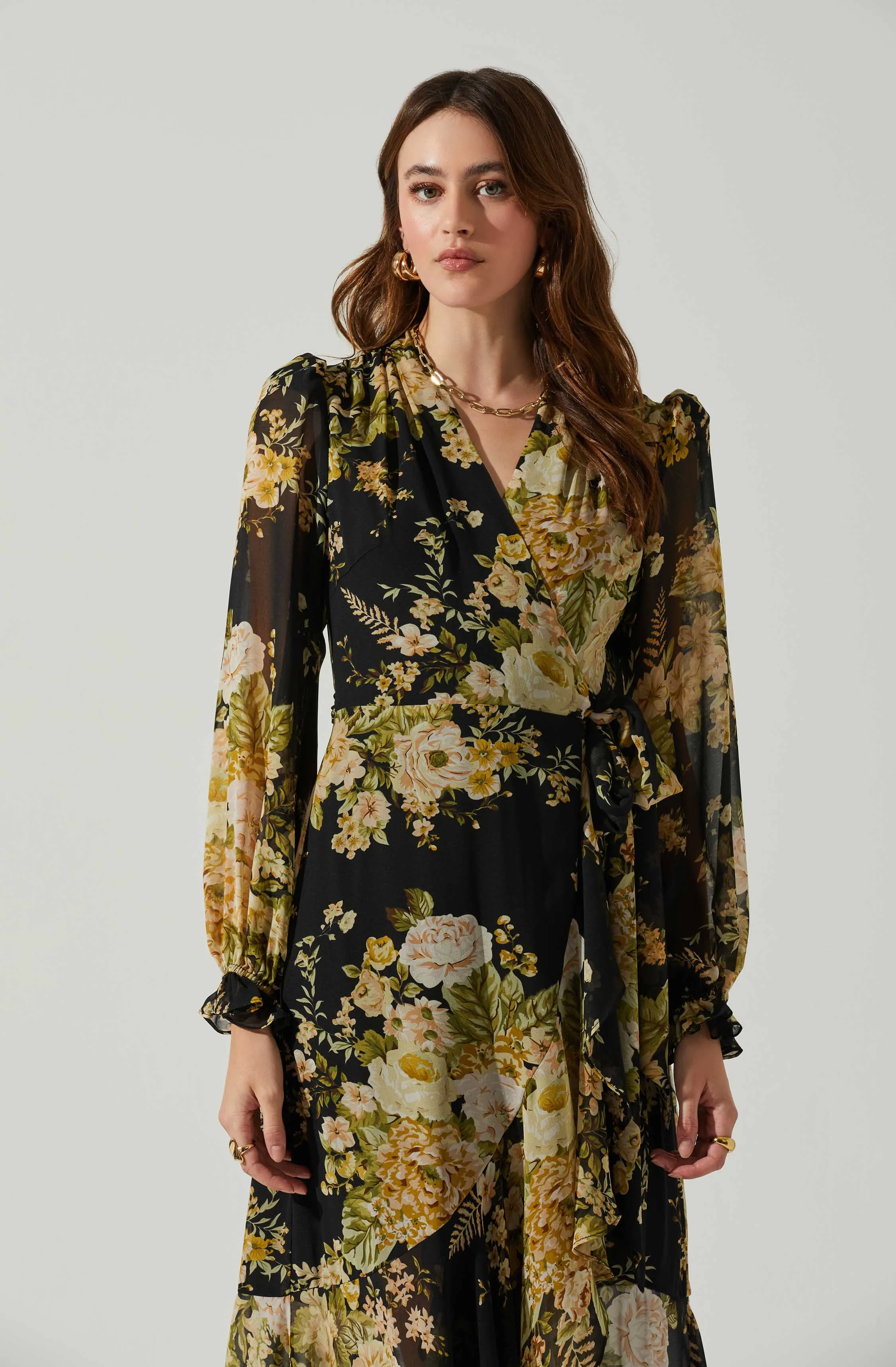 Kamila Long Sleeve Floral Wrap Maxi Dress sold by Astr product image thumbnail 2
